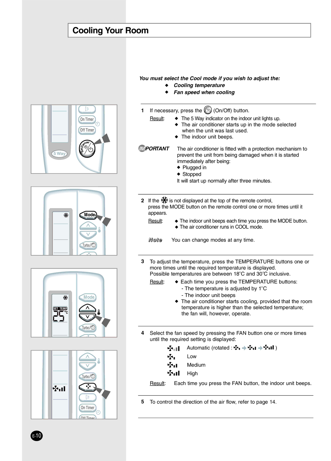 Samsung IAS12NBMD2/XSV manual Cooling Your Room 