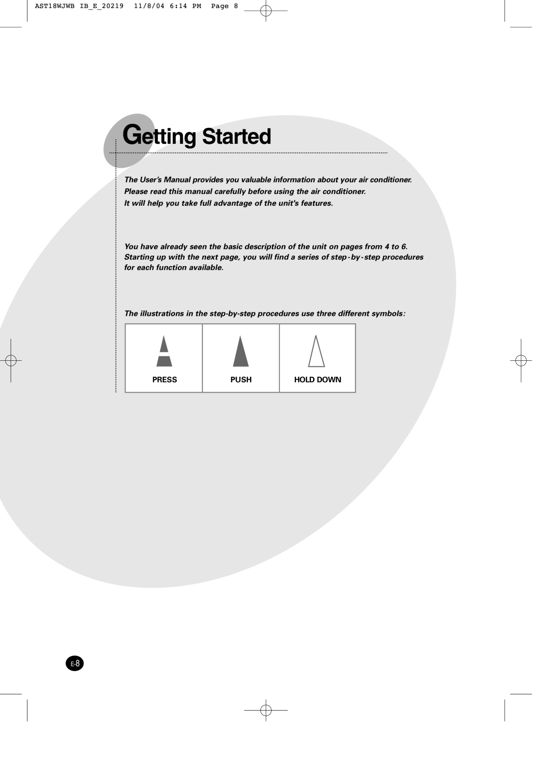 Samsung IAST18JJWB/UMG, IAST24J6WB/UMG manual Getting Started 