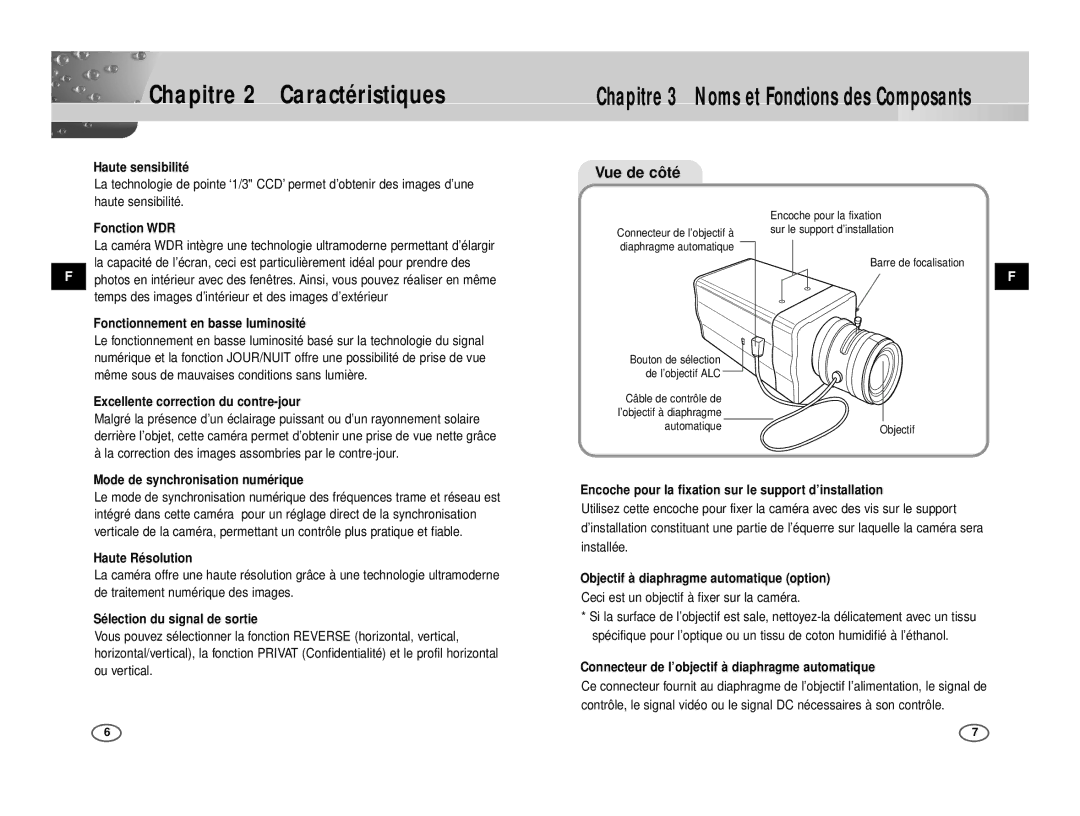 Samsung ICD-833P/ACDC, ICD-831P/ACDC manual Chapitre 2 Caractéristiques, Vue de côté 