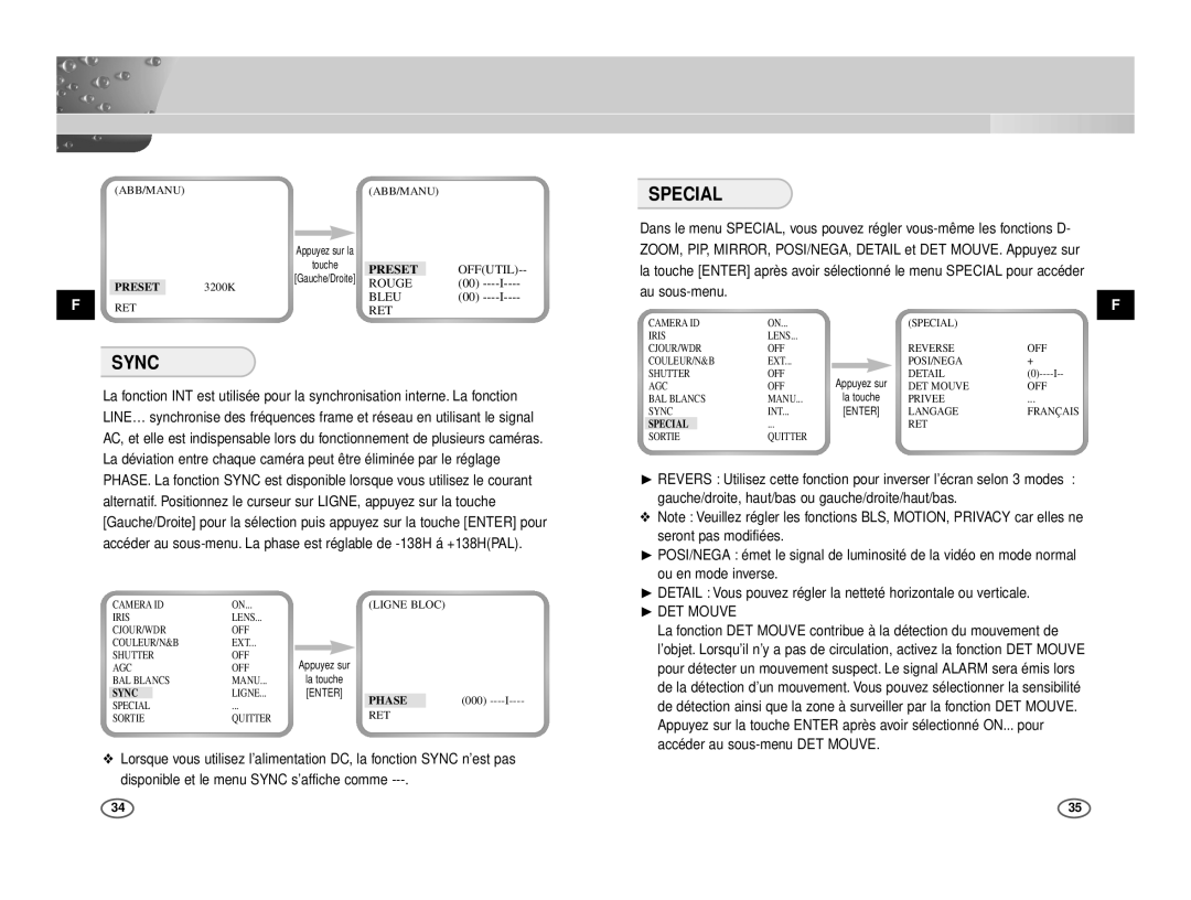 Samsung ICD-831P/ACDC, ICD-833P/ACDC manual Au sous-menu, ❿ DET Mouve, Accéder au sous-menu DET Mouve 