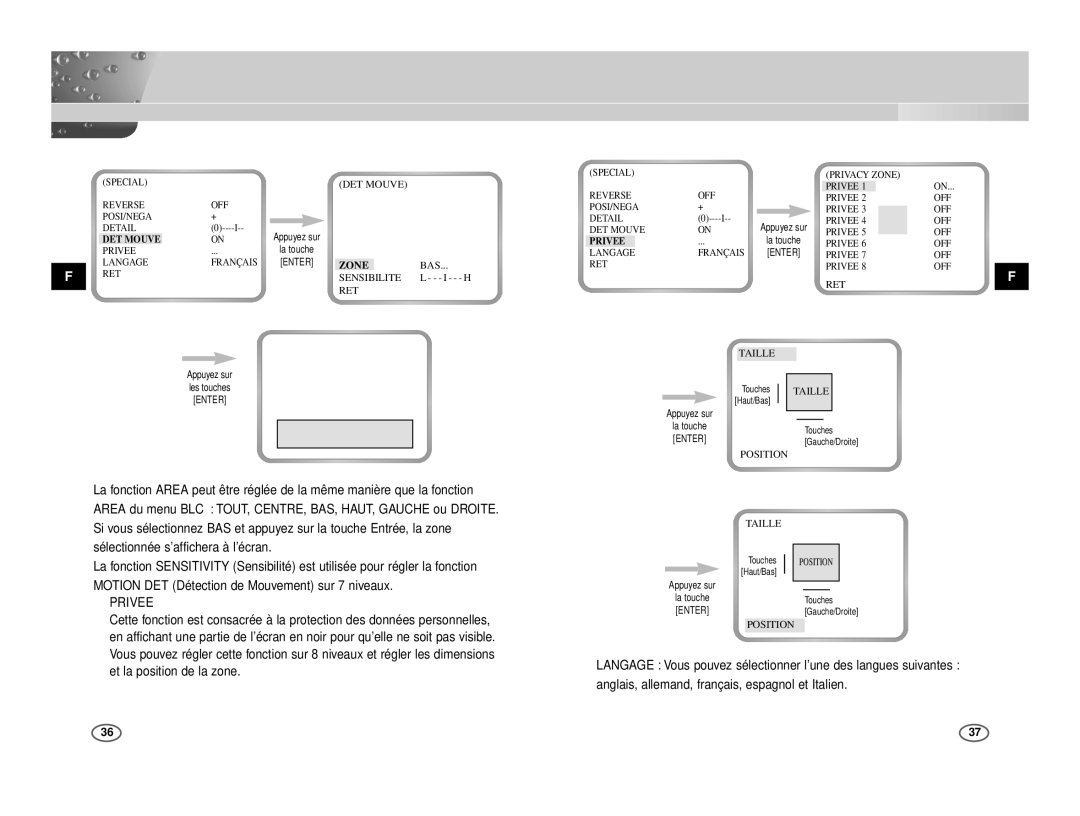 Samsung ICD-831P/ACDC, ICD-833P/ACDC manual Sélectionnée s’affichera à l’écran, ❿ Privee 