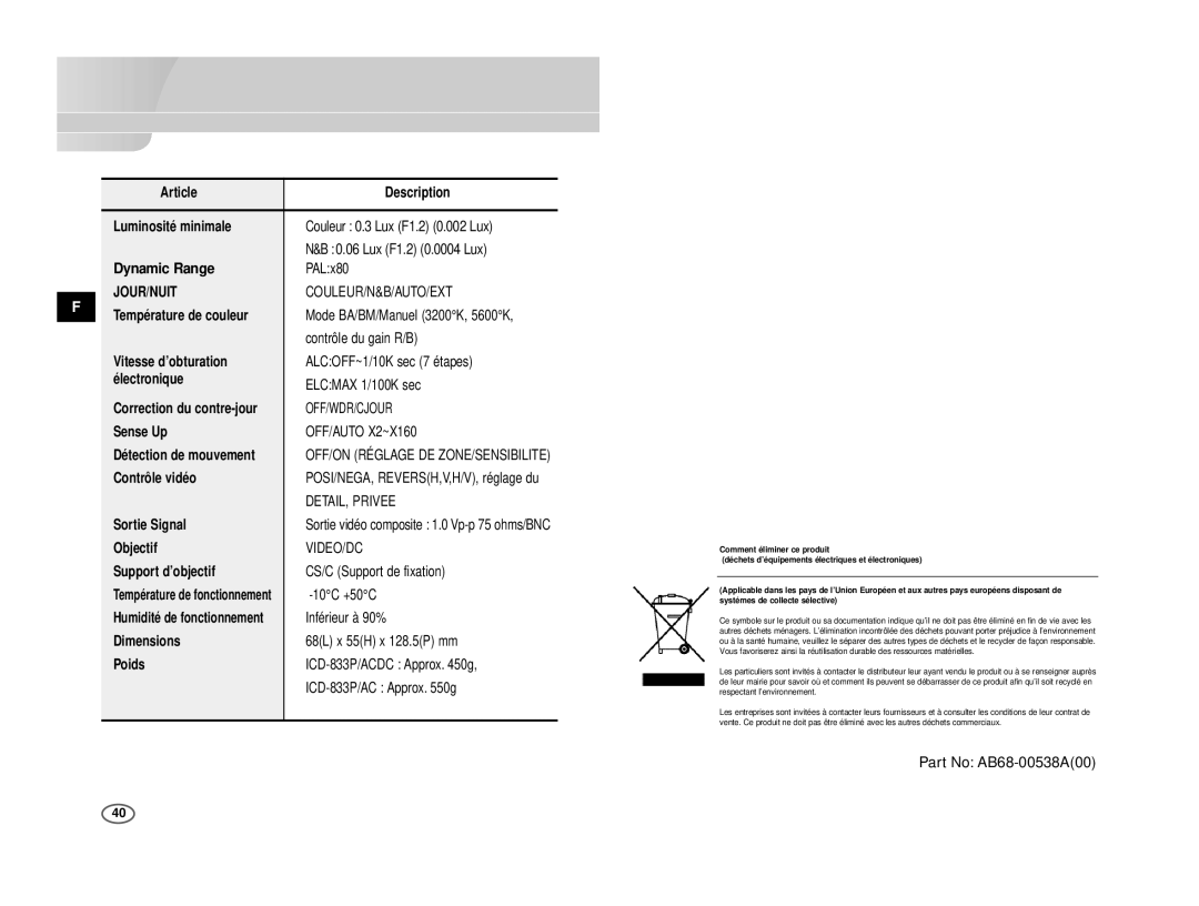 Samsung ICD-831P/ACDC, ICD-833P/ACDC manual Jour/Nuit 