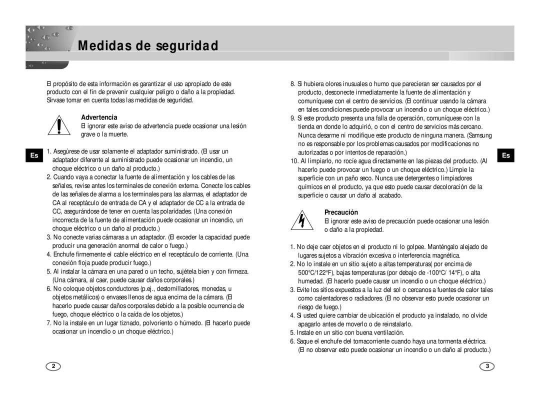 Samsung ICD-831P/ACDC, ICD-833P/ACDC manual Medidas de seguridad 