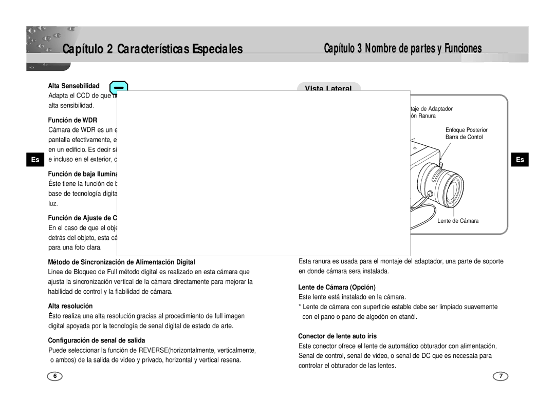 Samsung ICD-831P/ACDC, ICD-833P/ACDC manual Capítulo 2 Características Especiales, Vista Lateral 