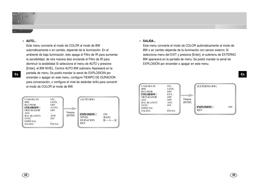 Samsung ICD-833P/ACDC, ICD-831P/ACDC manual ¤ Auto, ¤ Salida 