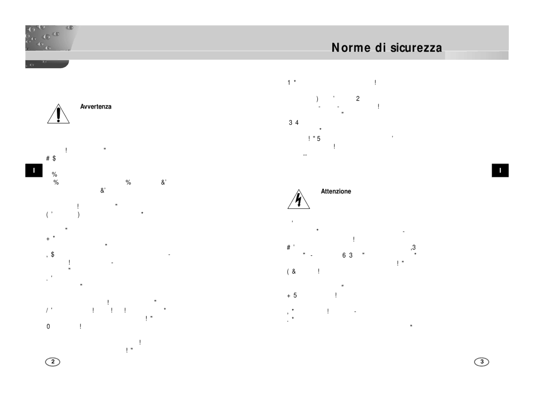 Samsung ICD-833P/ACDC, ICD-831P/ACDC manual Norme di sicurezza, Avvertenza, Attenzione 