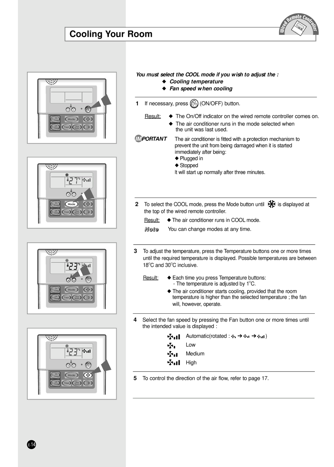 Samsung ICH1800E ICH2400E manuel dutilisation Cooling Your Room 