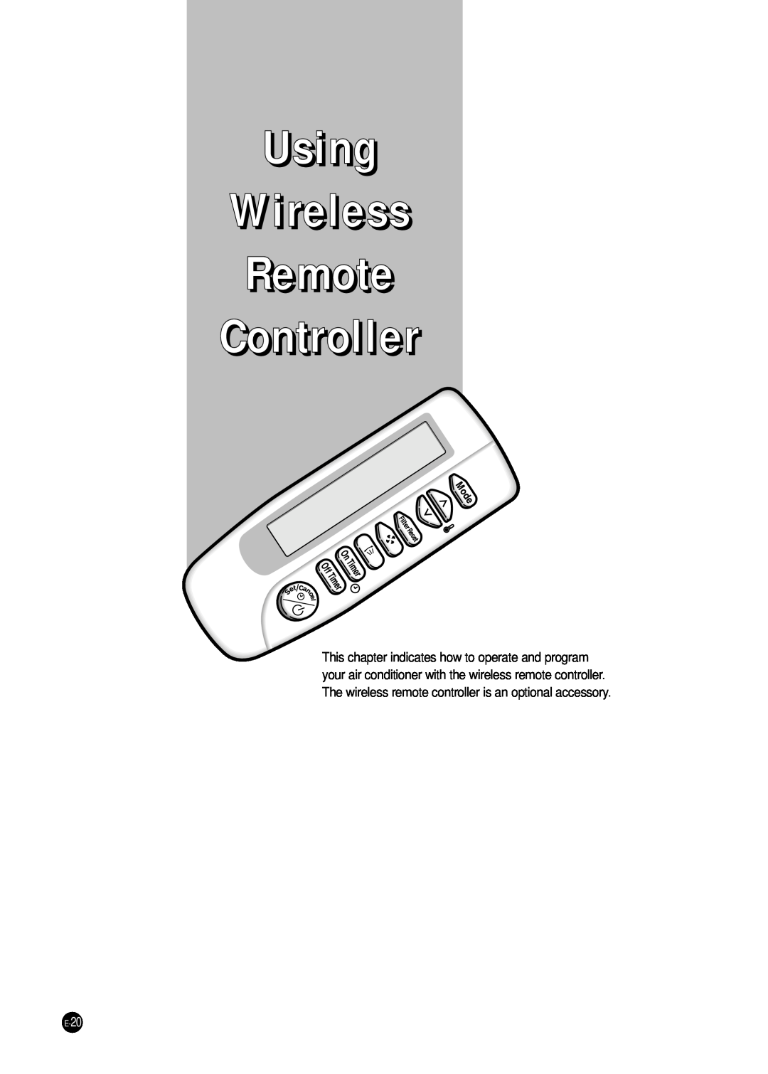 Samsung ICH1800E ICH2400E manuel dutilisation Using Wireless Remote Controller, E-20 