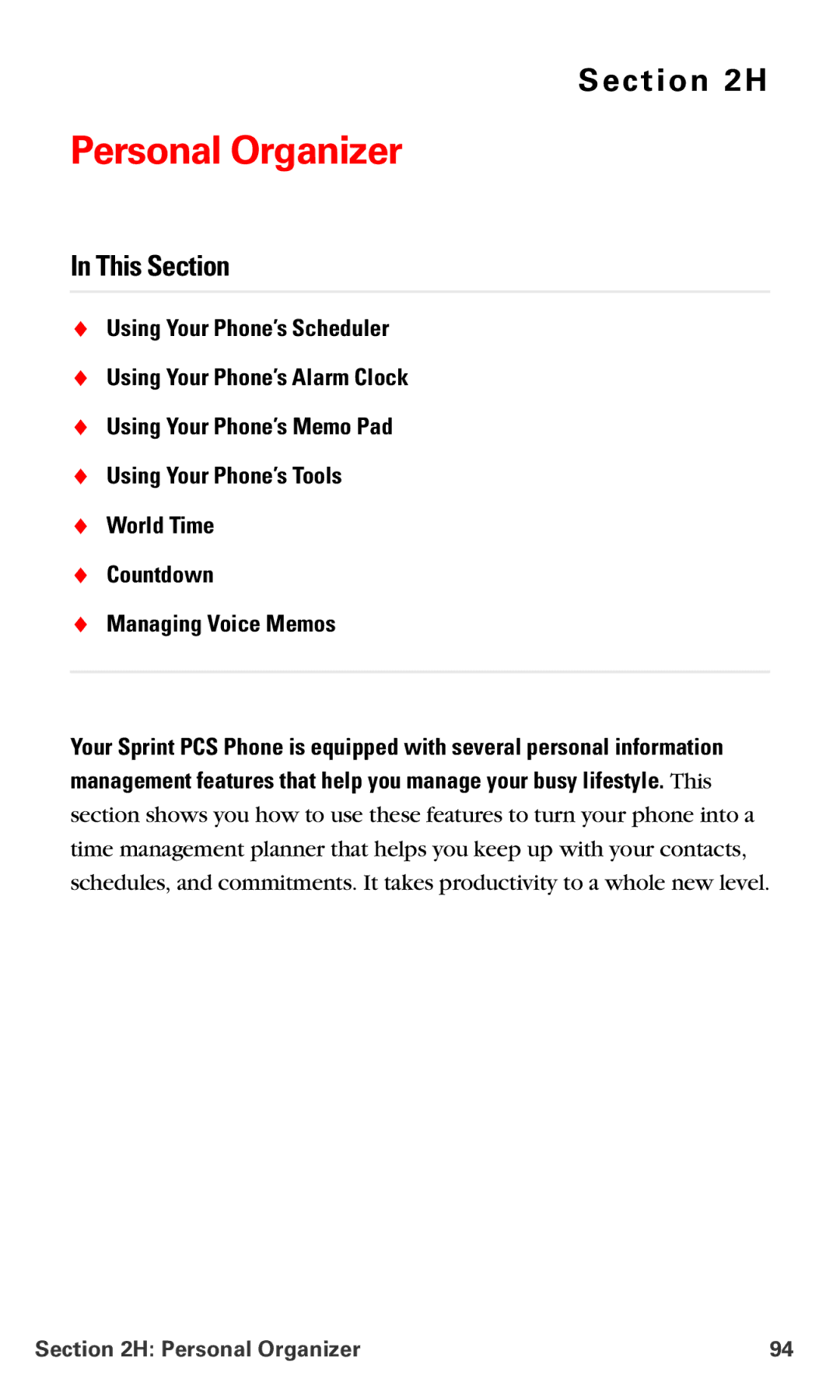 Samsung IP-A790 manual Personal Organizer 