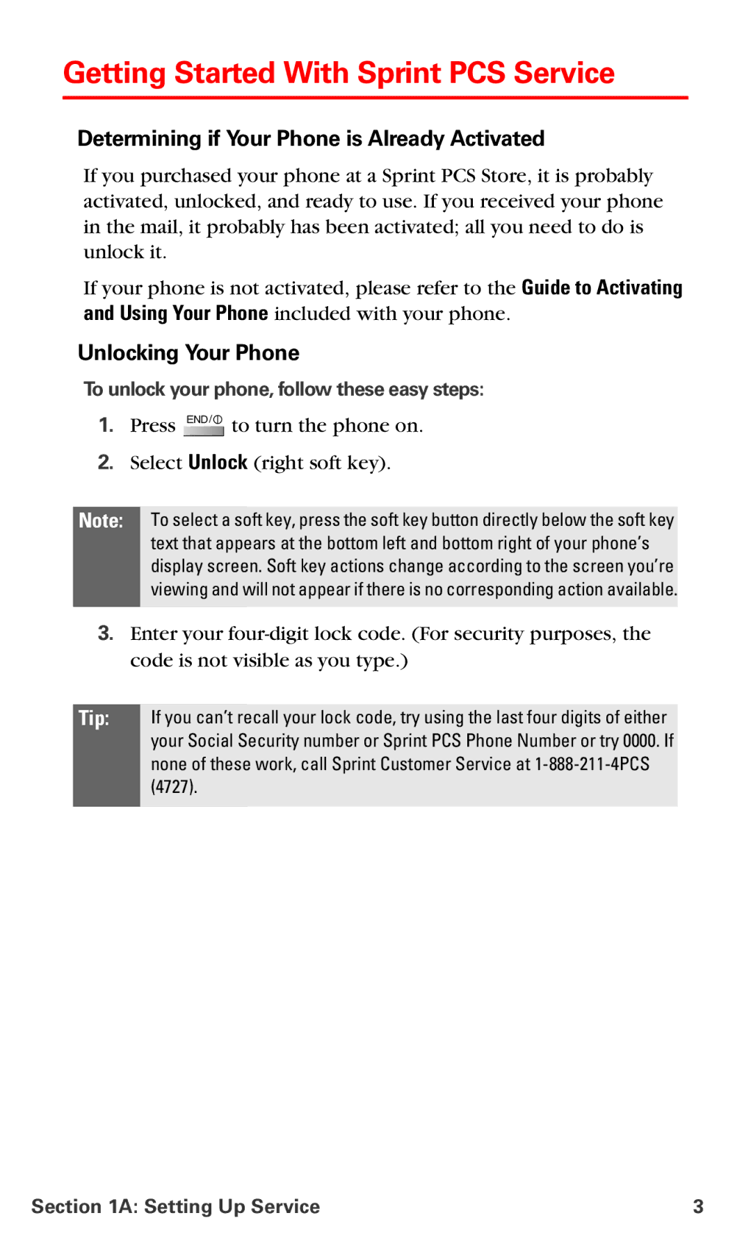 Samsung IP-A790 manual Getting Started With Sprint PCS Service, Determining if Your Phone is Already Activated 