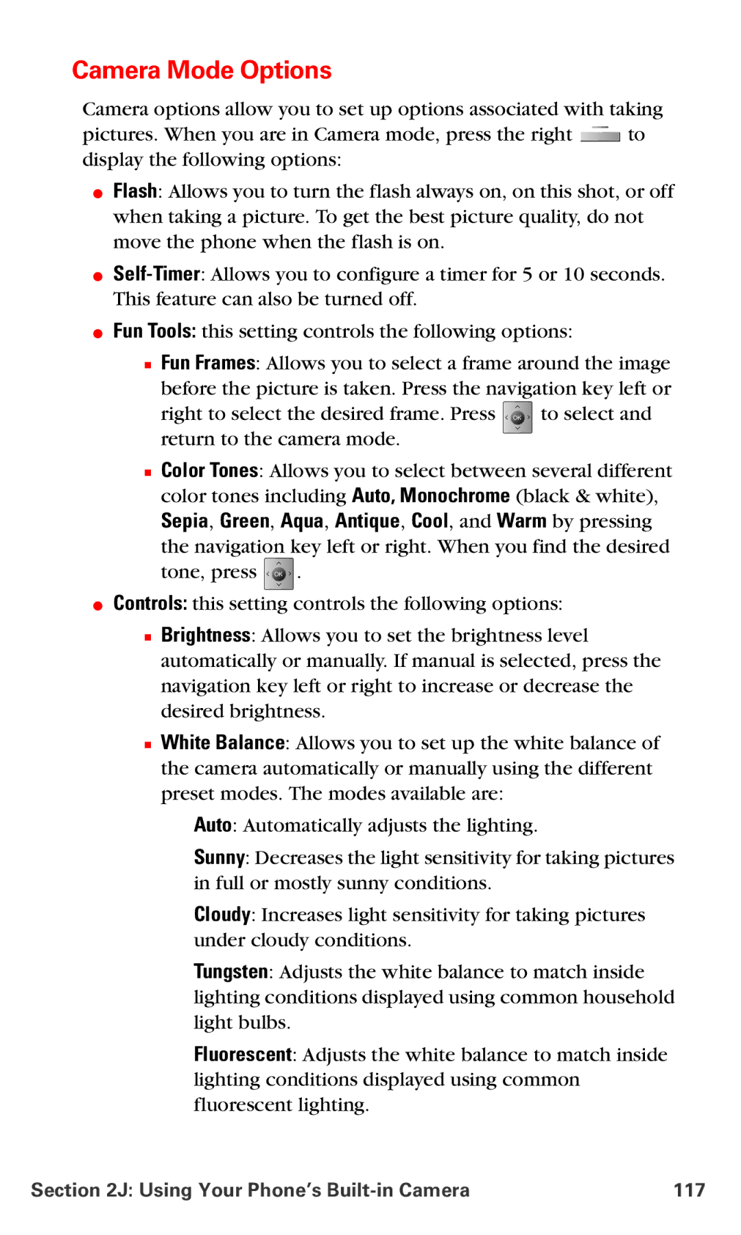 Samsung IP-A790 manual Camera Mode Options, Sepia, Green, Aqua, Antique, Cool, and Warm by pressing 