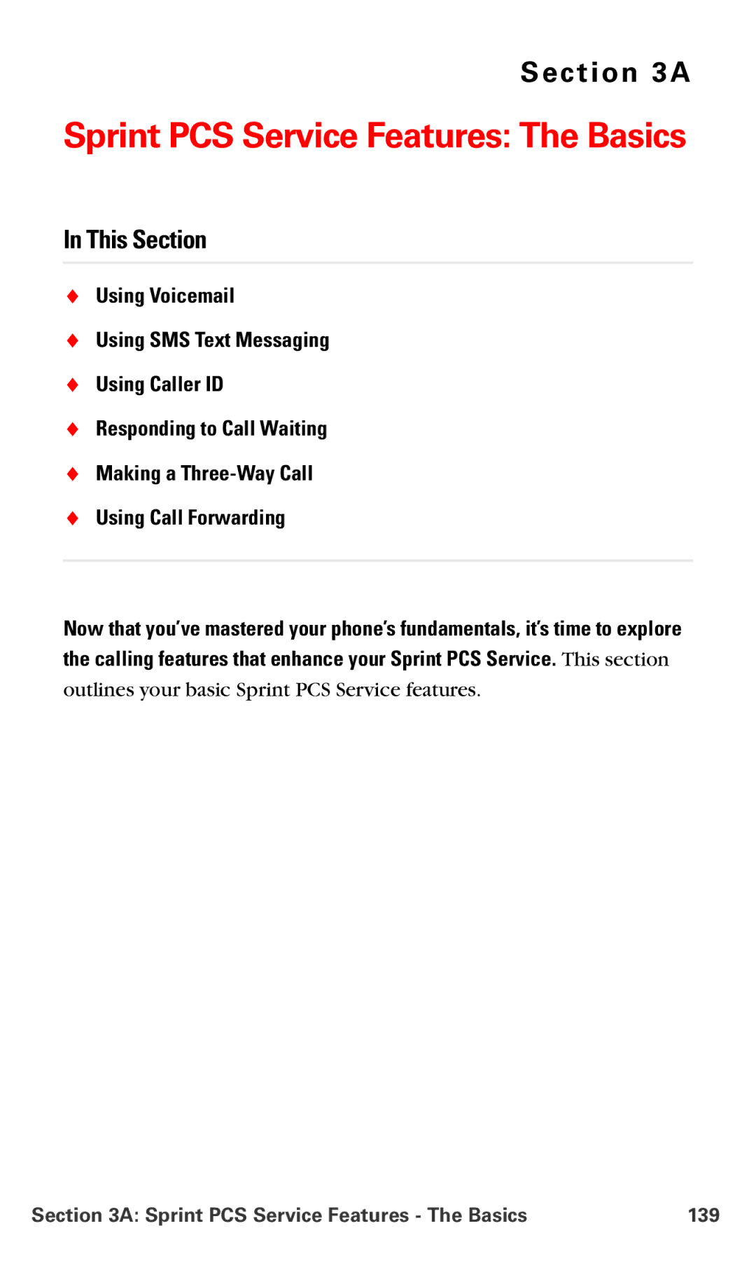 Samsung IP-A790 manual Sprint PCS Service Features The Basics 139 
