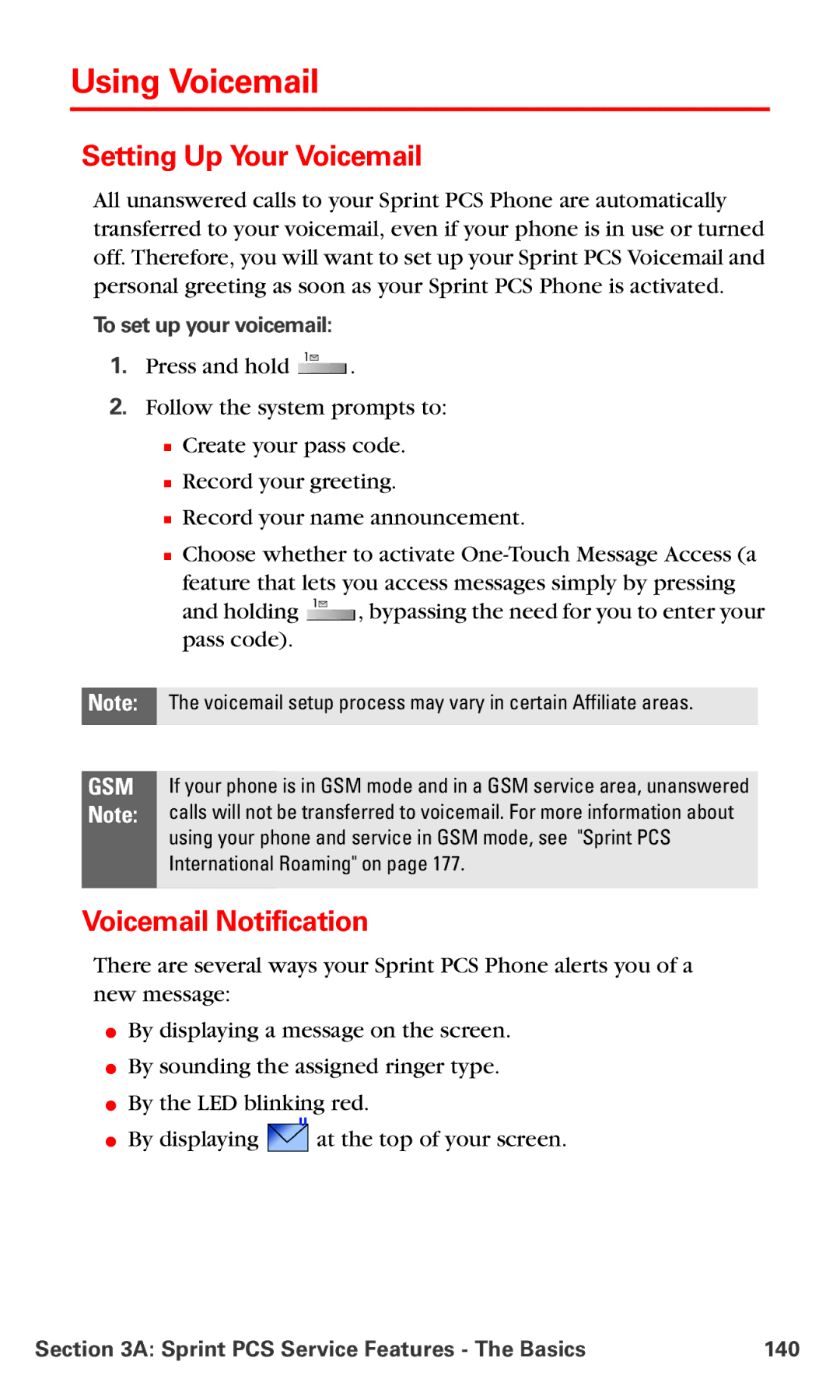 Samsung IP-A790 manual Using Voicemail, Setting Up Your Voicemail, Voicemail Notification 