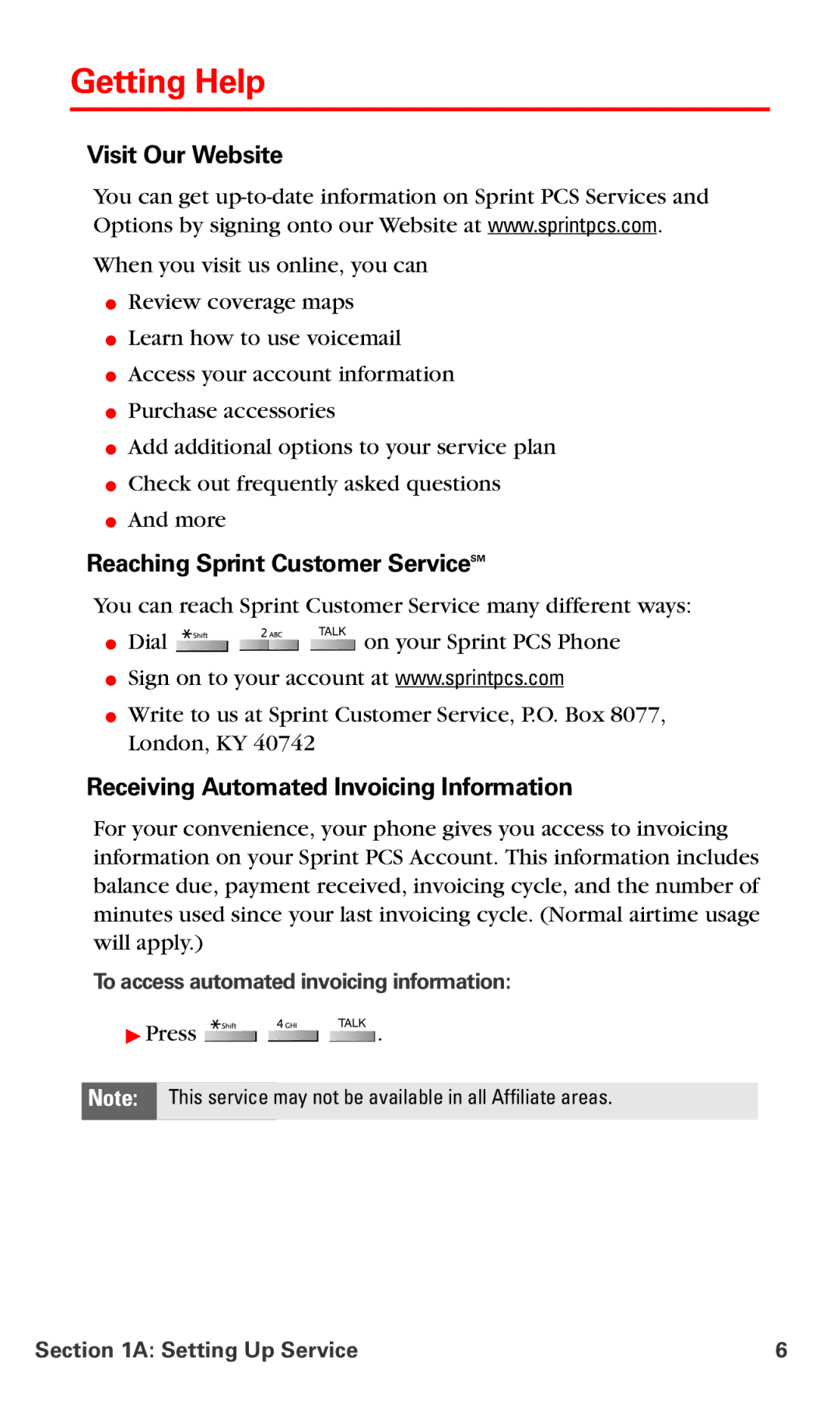 Samsung IP-A790 manual Getting Help, Visit Our Website, Reaching Sprint Customer ServiceSM 