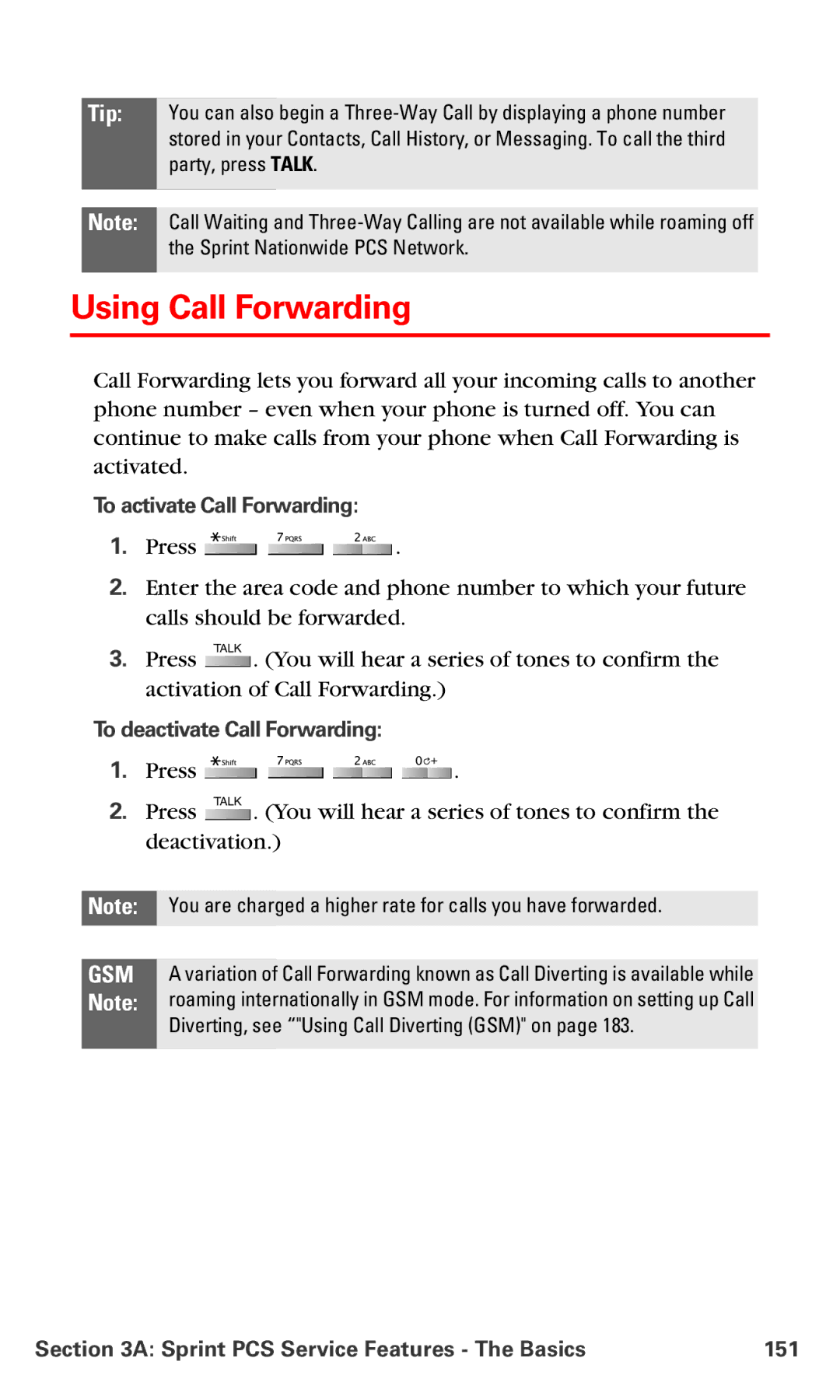 Samsung IP-A790 manual Using Call Forwarding, To activate Call Forwarding, To deactivate Call Forwarding 