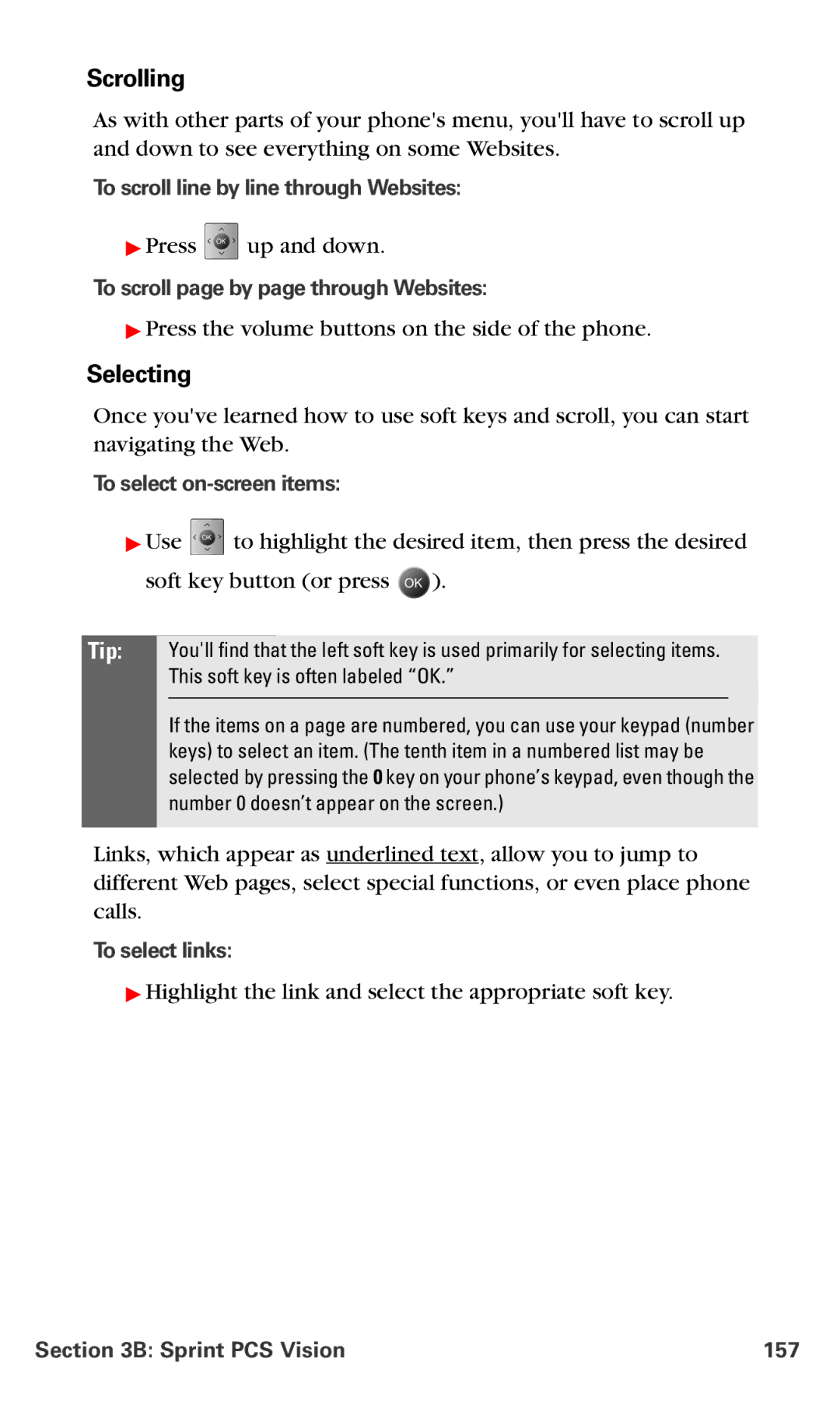 Samsung IP-A790 manual Scrolling, Selecting 