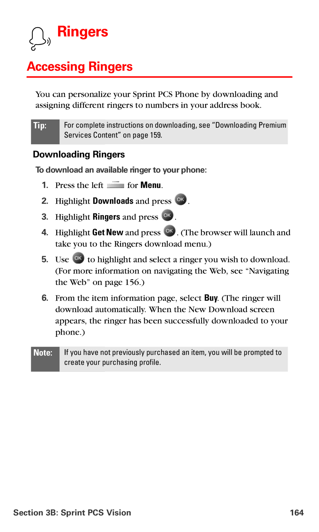 Samsung IP-A790 manual Accessing Ringers, Downloading Ringers, To download an available ringer to your phone 