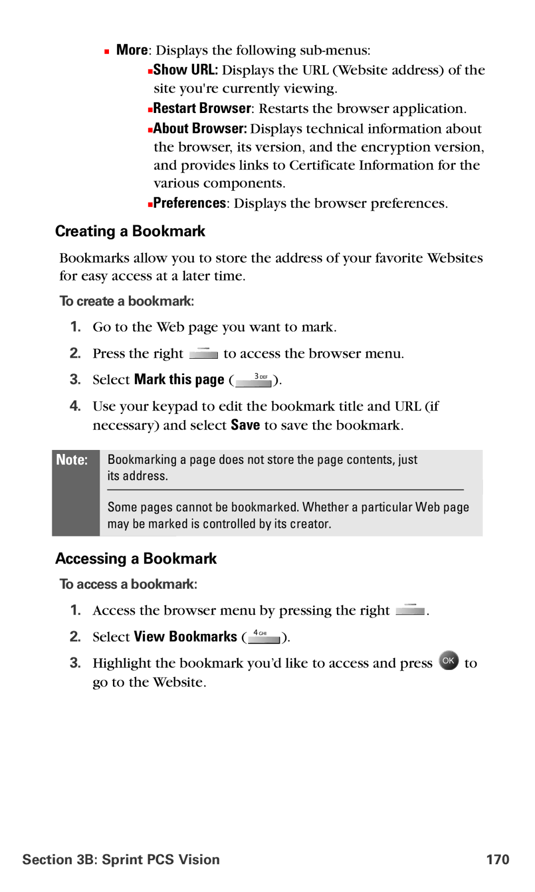 Samsung IP-A790 manual Creating a Bookmark, Accessing a Bookmark, Select Mark this, Select View Bookmarks 