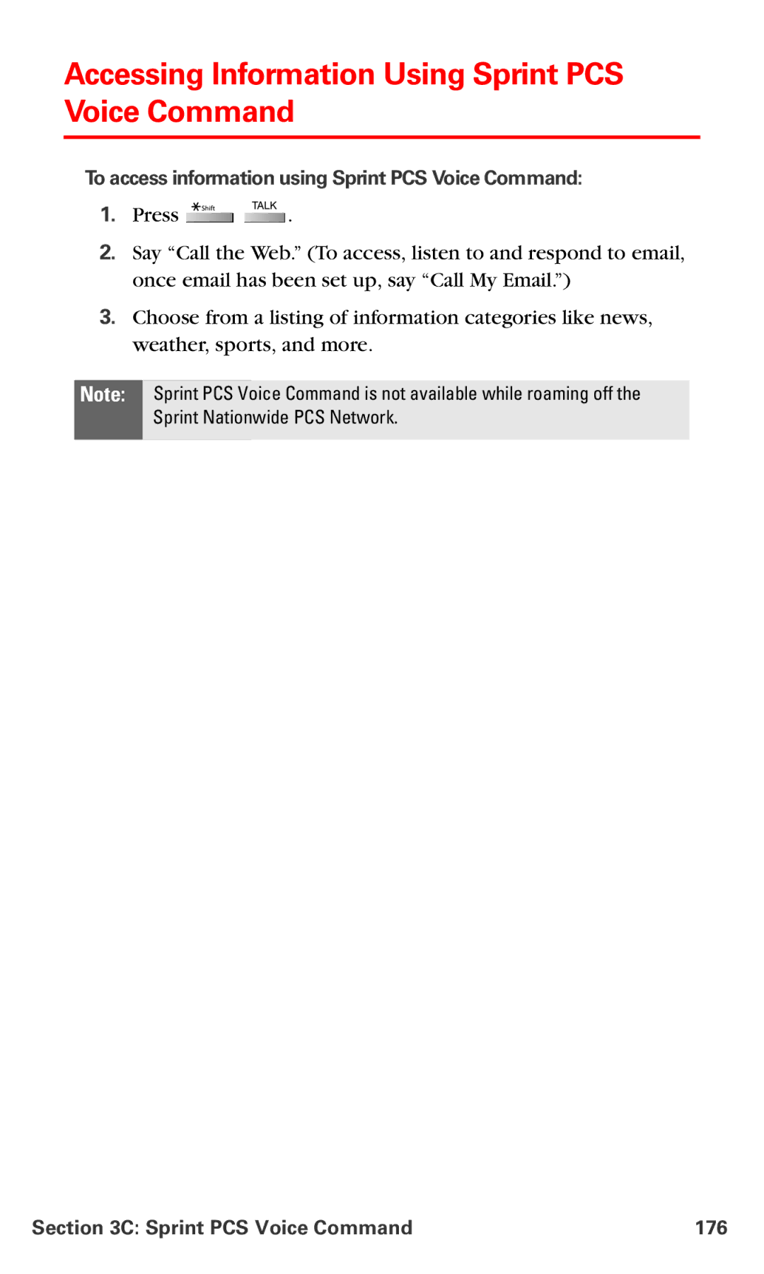 Samsung IP-A790 Accessing Information Using Sprint PCS Voice Command, To access information using Sprint PCS Voice Command 