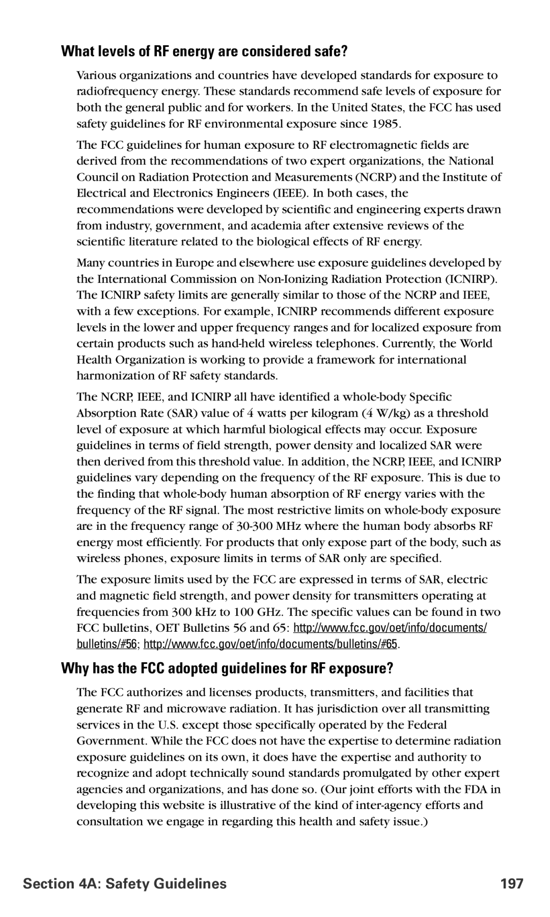 Samsung IP-A790 manual What levels of RF energy are considered safe?, Why has the FCC adopted guidelines for RF exposure? 