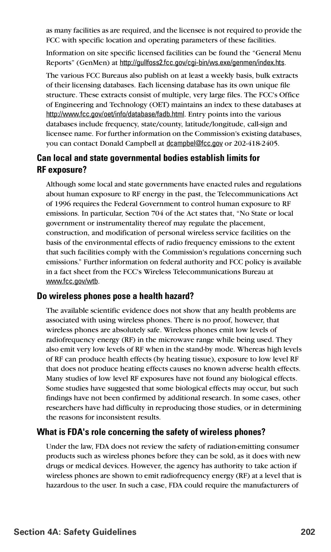 Samsung IP-A790 Do wireless phones pose a health hazard?, What is FDAs role concerning the safety of wireless phones? 