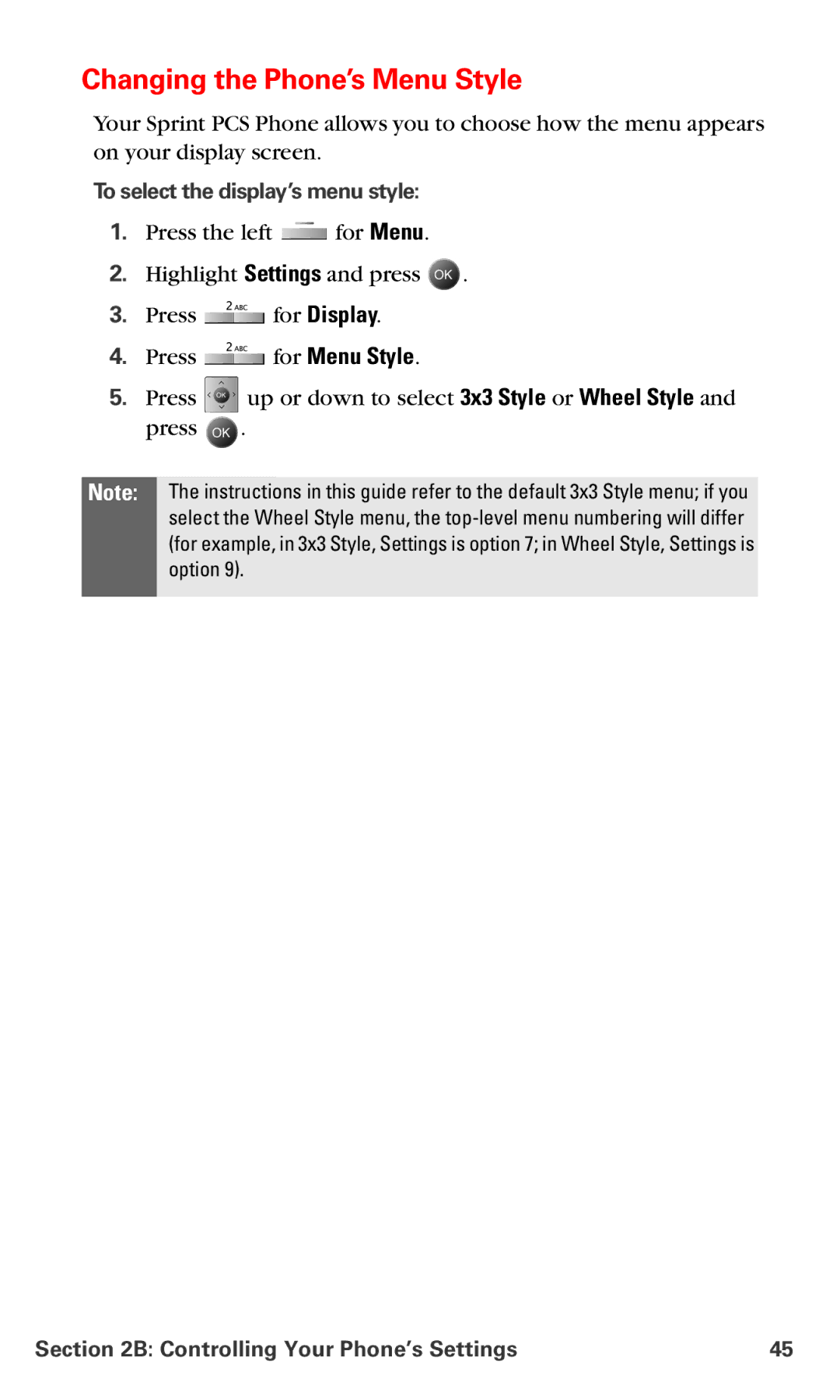 Samsung IP-A790 manual Changing the Phone’s Menu Style, To select the display’s menu style 