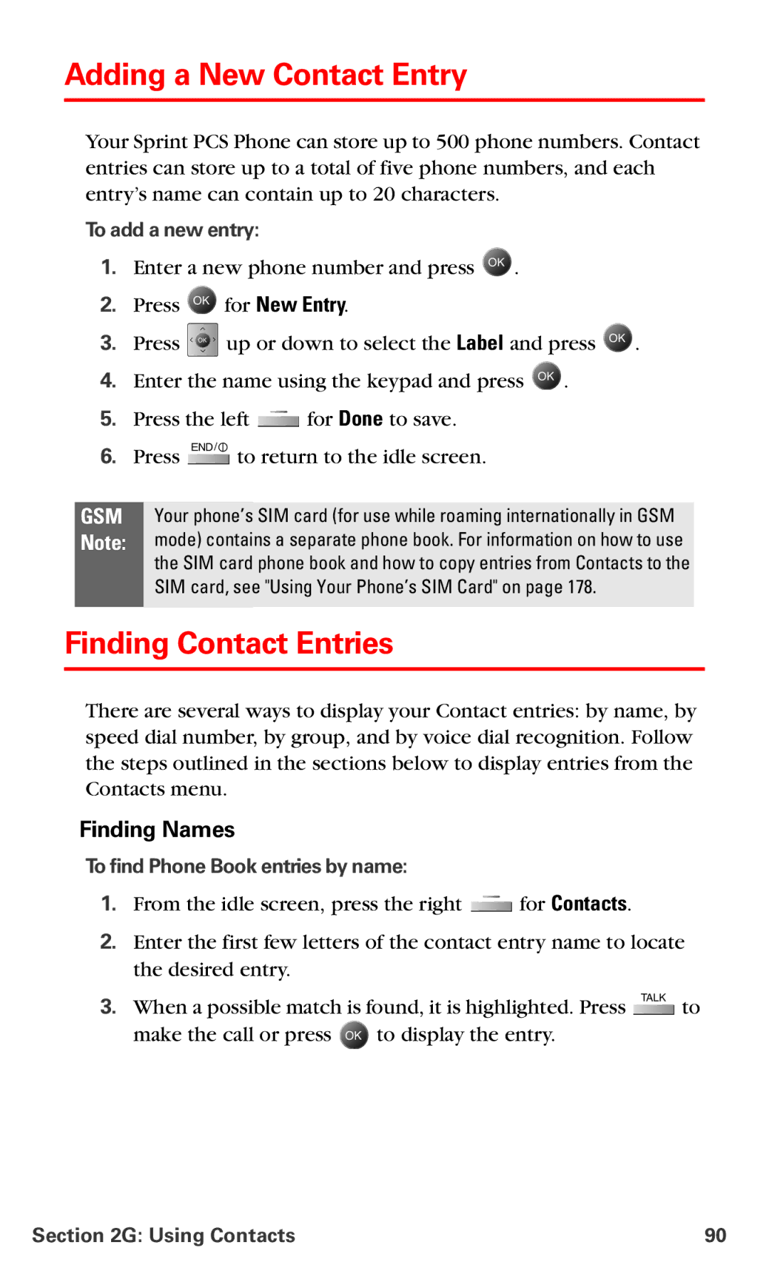 Samsung IP-A790 manual Adding a New Contact Entry, Finding Contact Entries, Finding Names, To add a new entry 