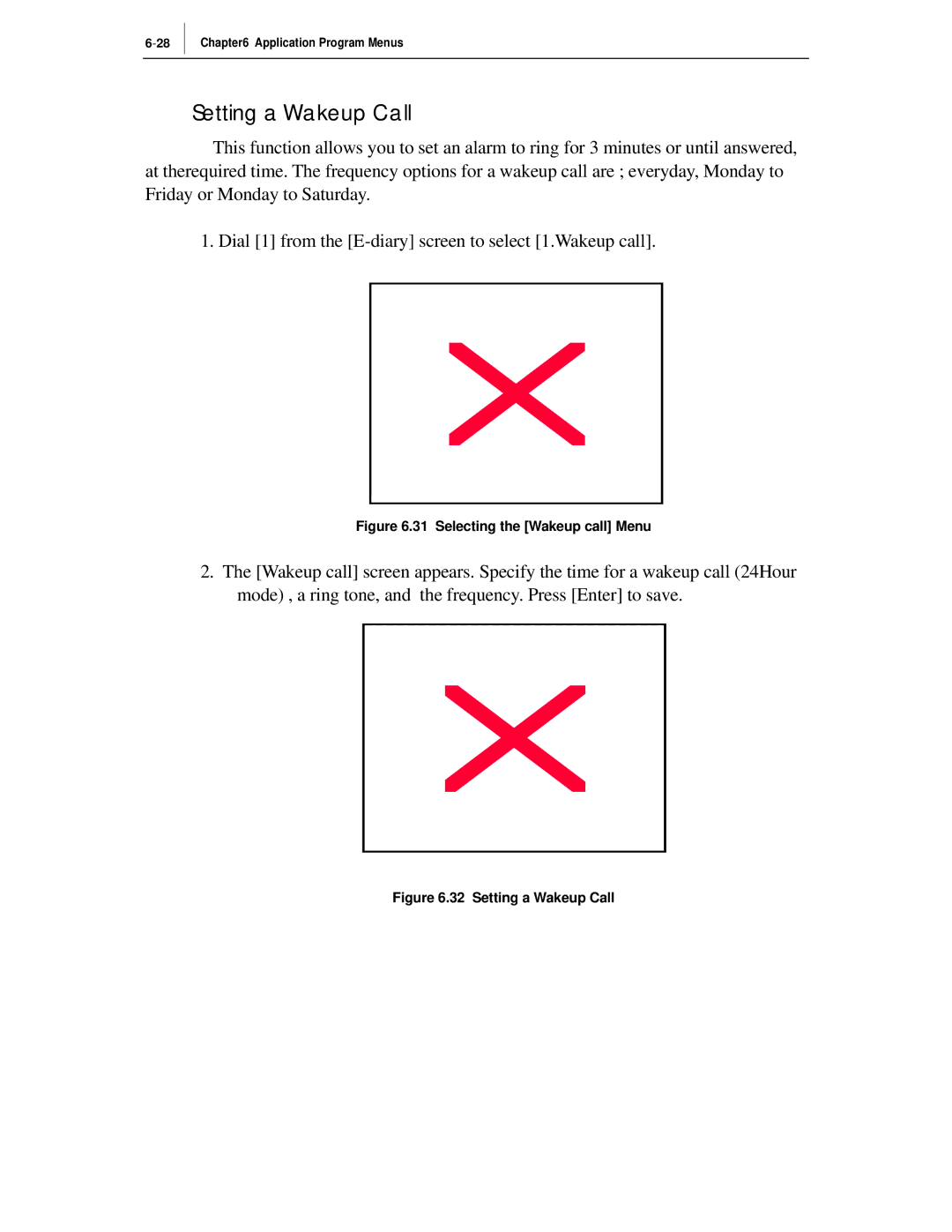 Samsung ITP-5012L manual Setting a Wakeup Call, Selecting the Wakeup call Menu 