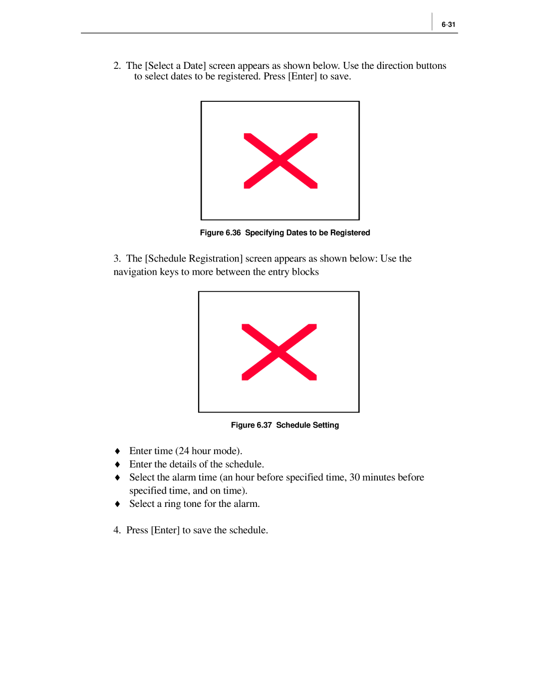 Samsung ITP-5012L manual Specifying Dates to be Registered 