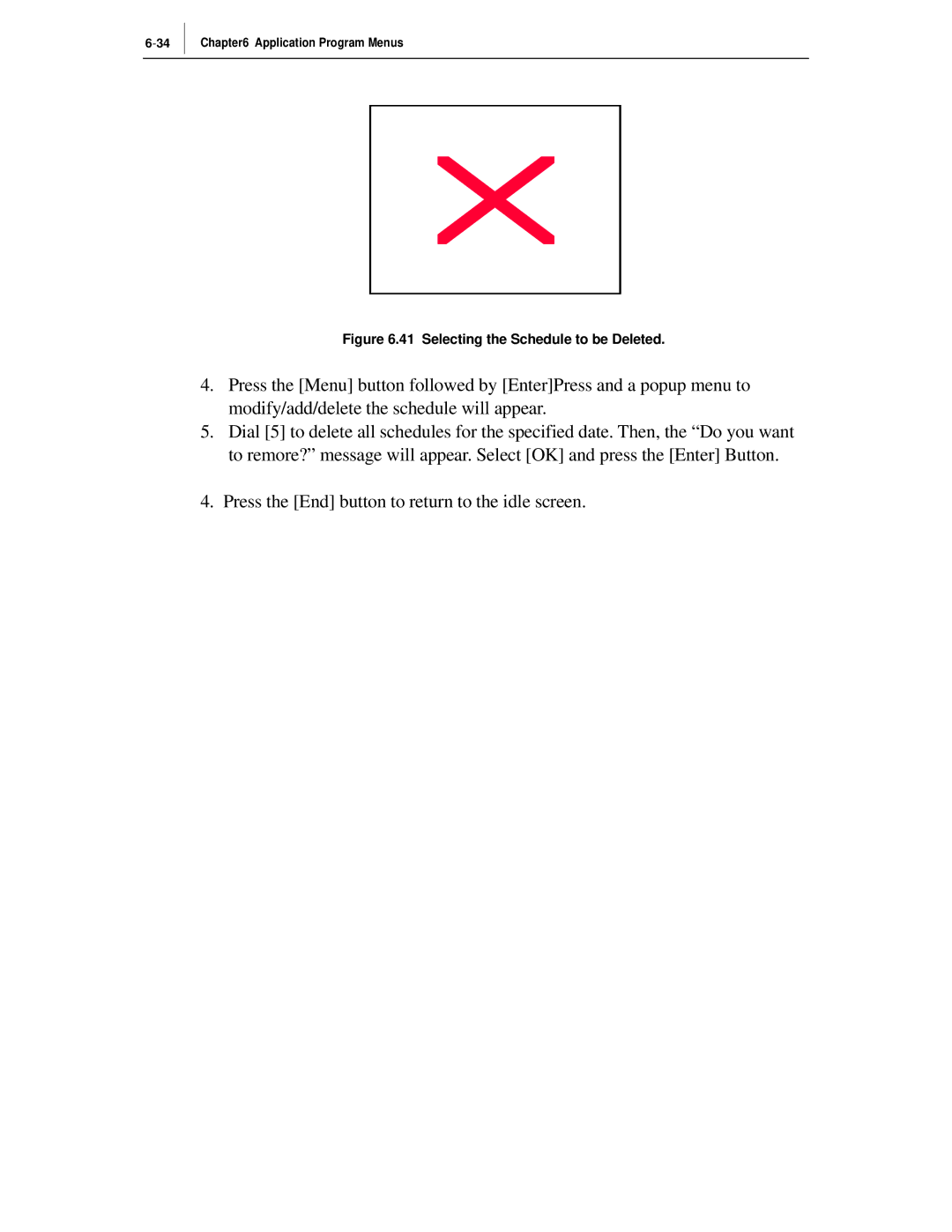 Samsung ITP-5012L manual Selecting the Schedule to be Deleted 