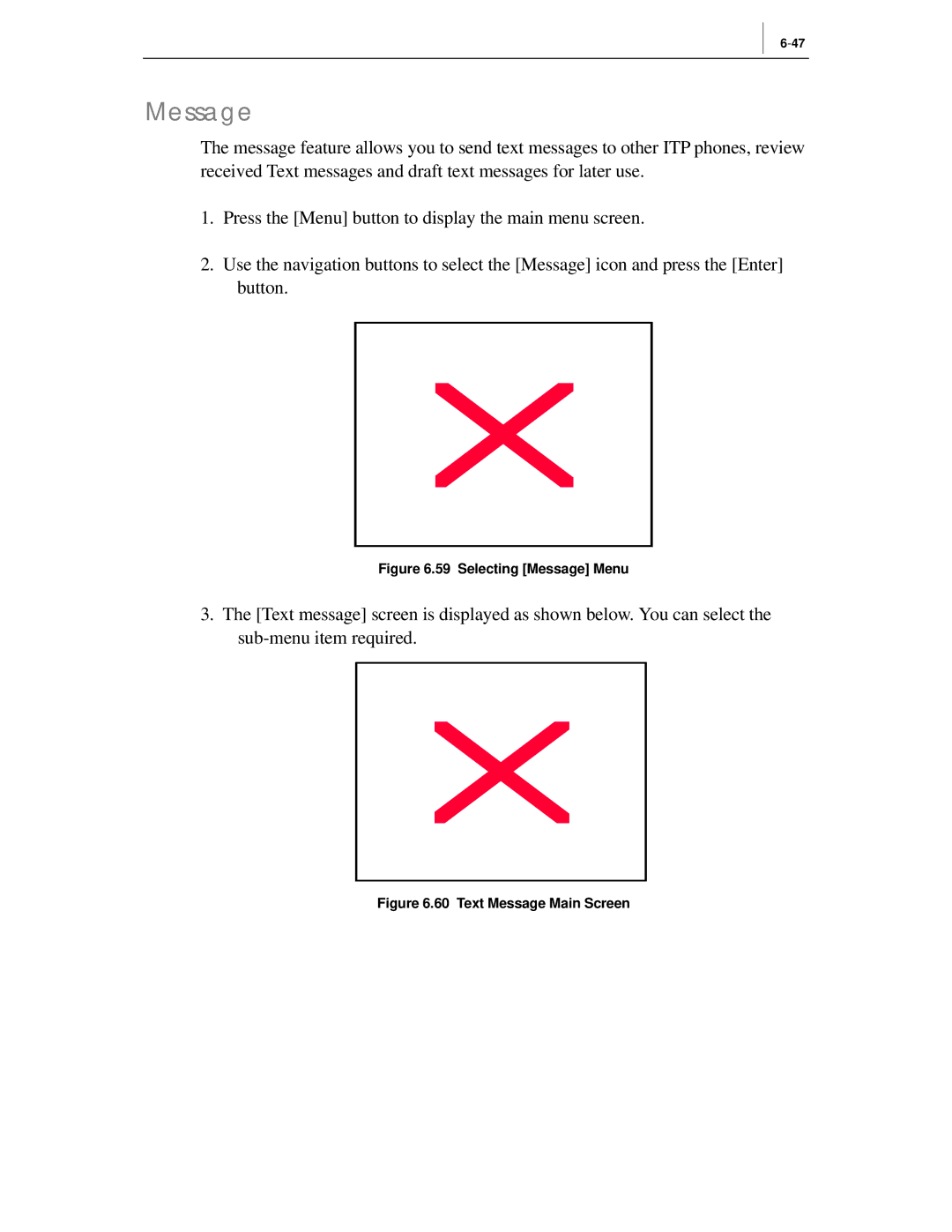 Samsung ITP-5012L manual Selecting Message Menu 