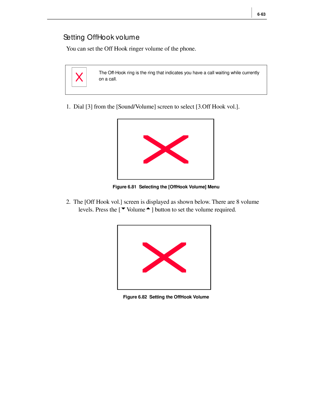 Samsung ITP-5012L manual Setting OffHook volume, You can set the Off Hook ringer volume of the phone 