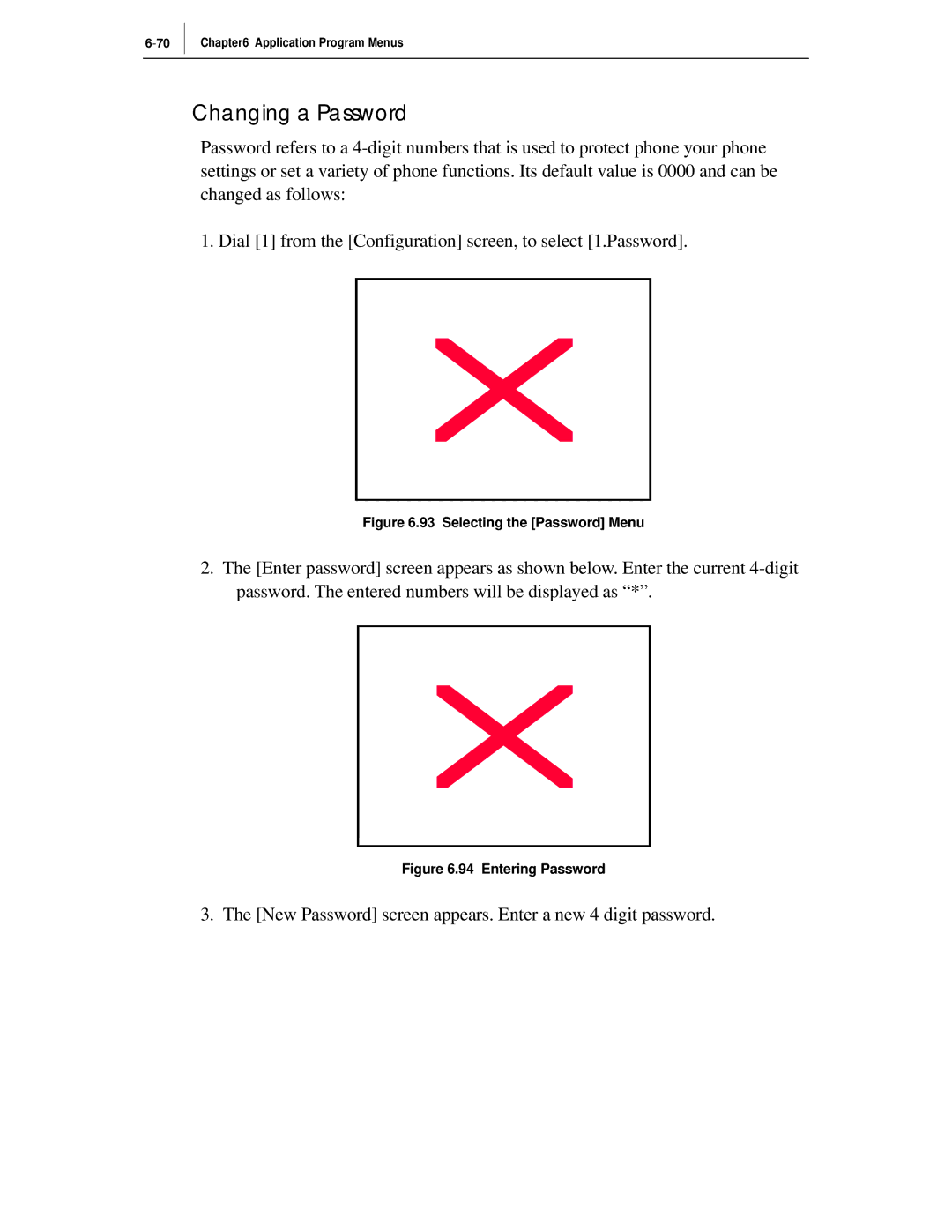 Samsung ITP-5012L manual Changing a Password, Selecting the Password Menu 