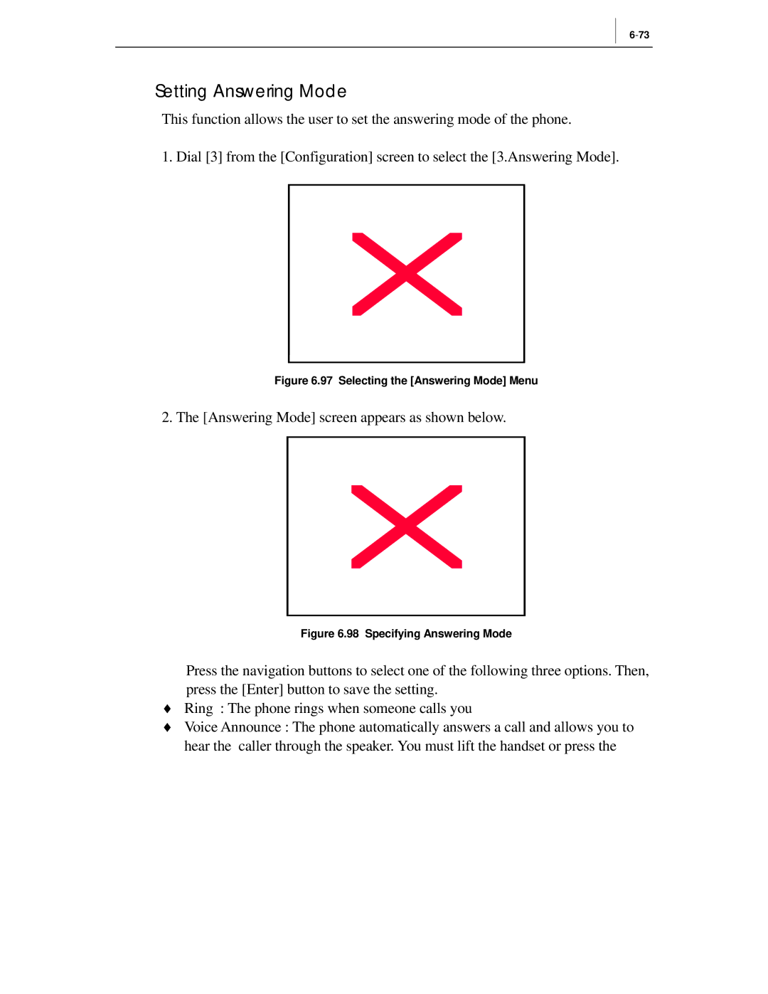 Samsung ITP-5012L manual Setting Answering Mode, Selecting the Answering Mode Menu 