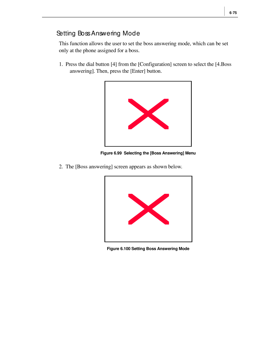 Samsung ITP-5012L manual Setting Boss Answering Mode, Selecting the Boss Answering Menu 