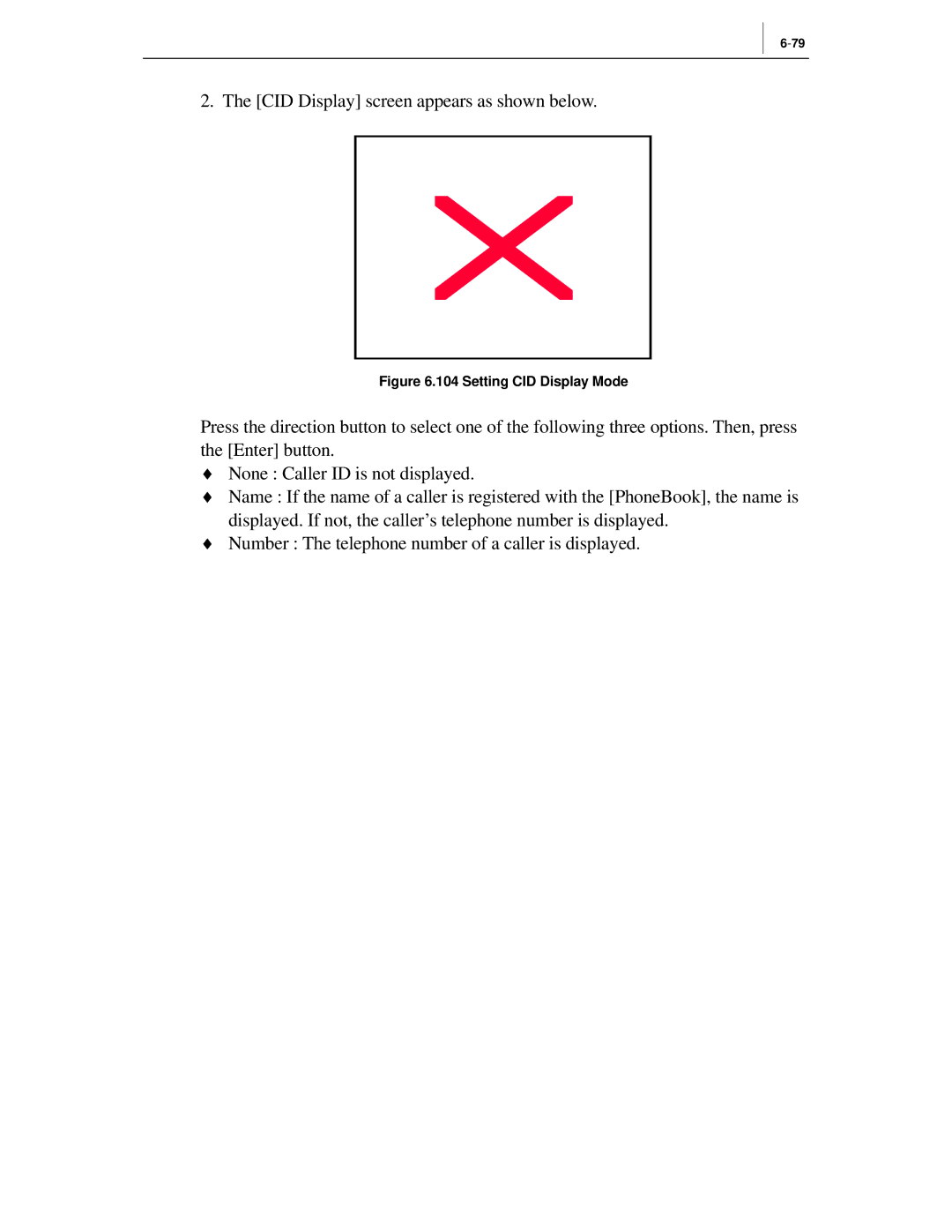 Samsung ITP-5012L manual CID Display screen appears as shown below 