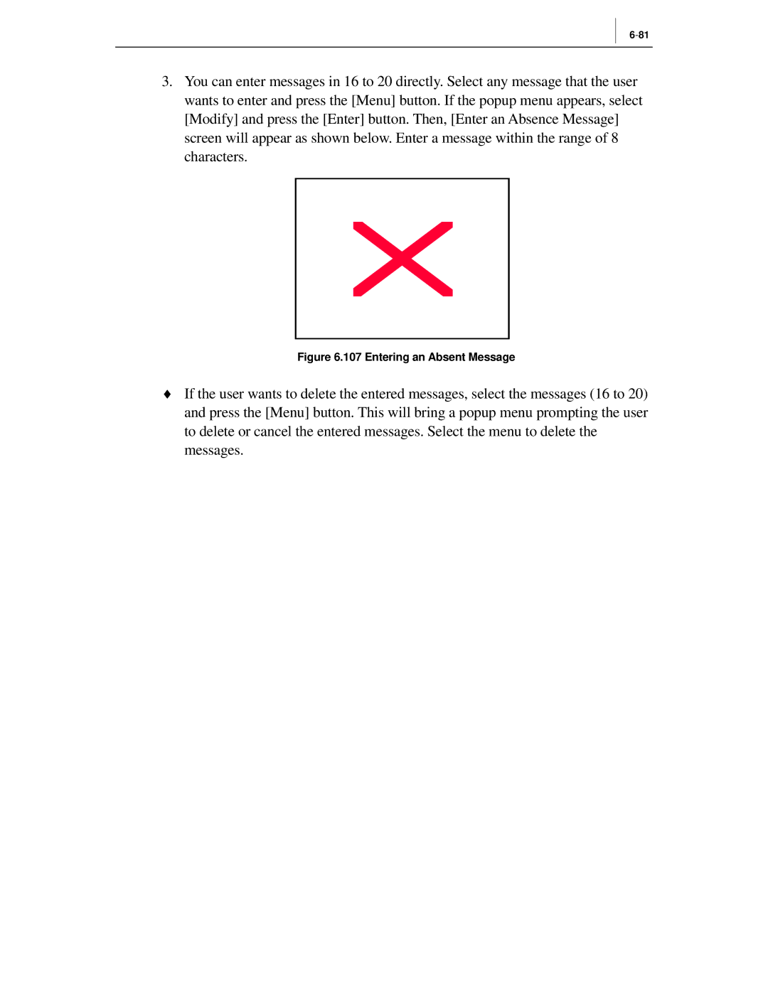 Samsung ITP-5012L manual Entering an Absent Message 