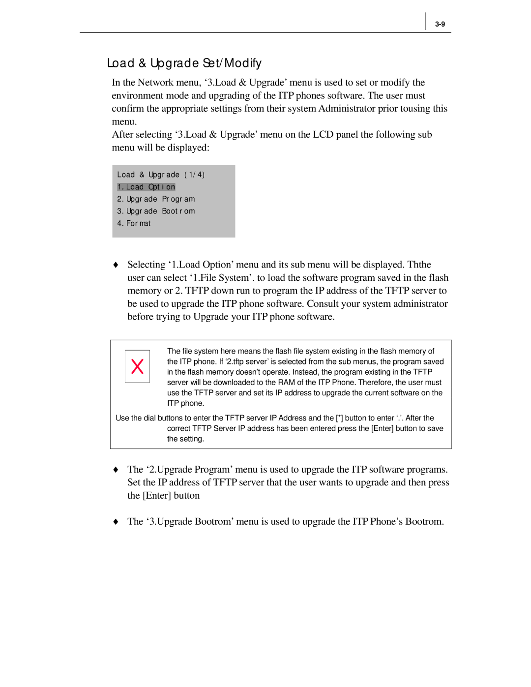 Samsung ITP-5012L manual Load & Upgrade Set/Modify 