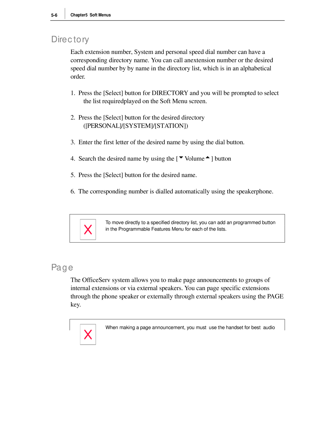 Samsung ITP-5012L manual Directory 