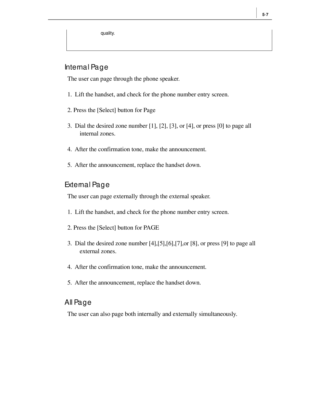 Samsung ITP-5012L manual Internal, External, All 