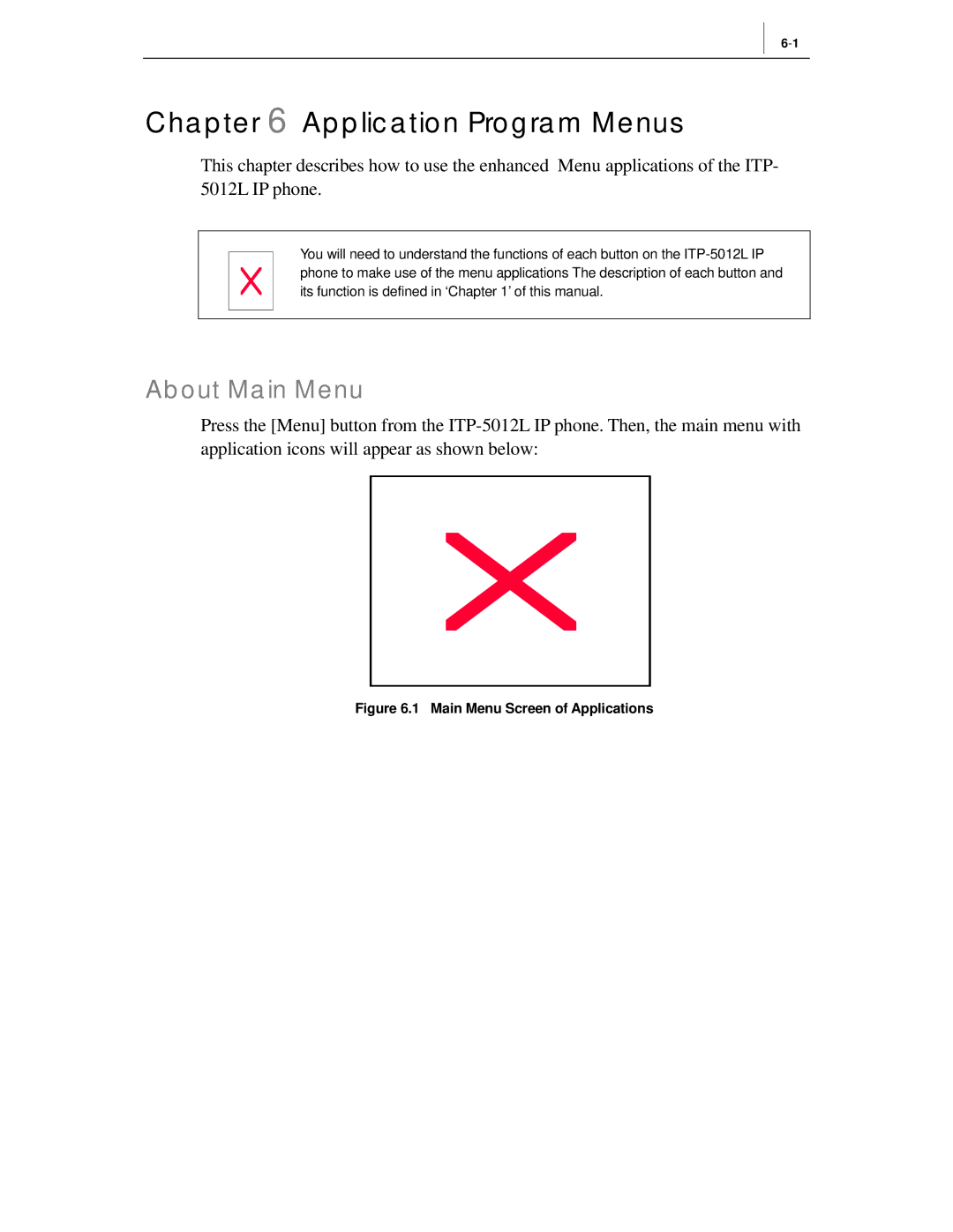 Samsung ITP-5012L manual Application Program Menus, About Main Menu 