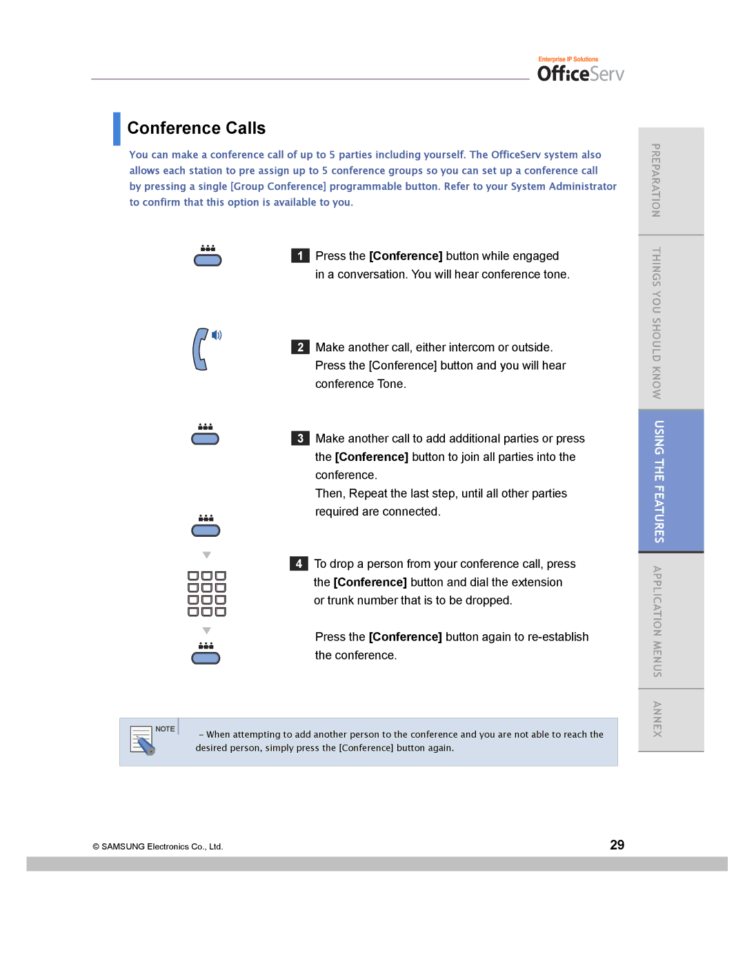 Samsung ITP-5014D manual Conference Calls 