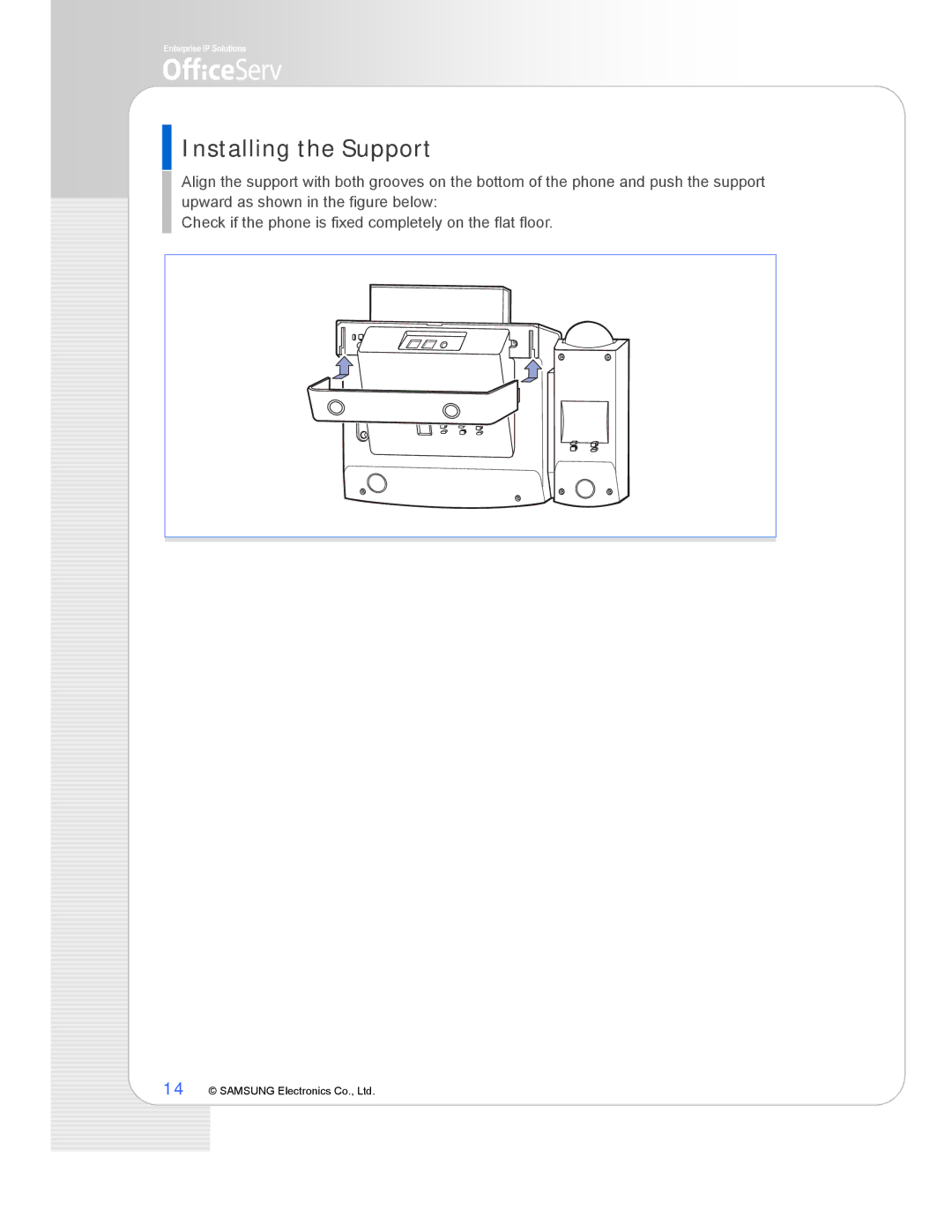 Samsung ITP-5112L manual Installing the Support 