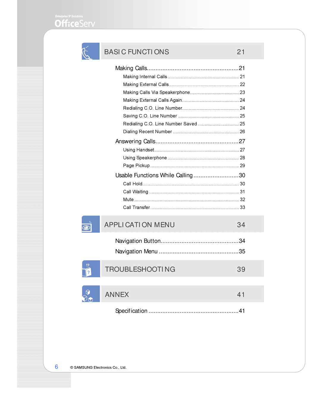 Samsung ITP-5112L manual Application Menu 