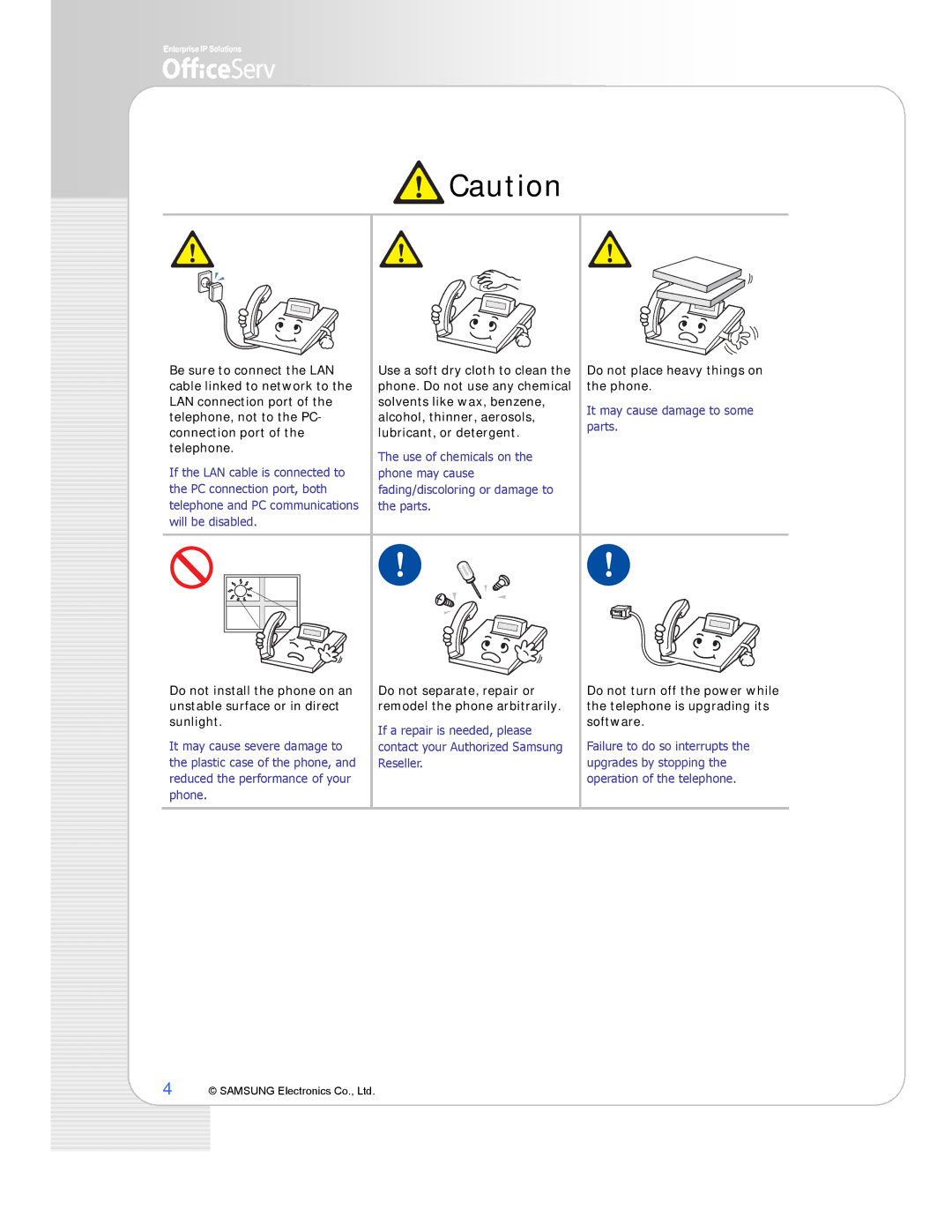 Samsung ITP-5107S, ITP-5121D, ITP-5114D manual It may cause damage to some 