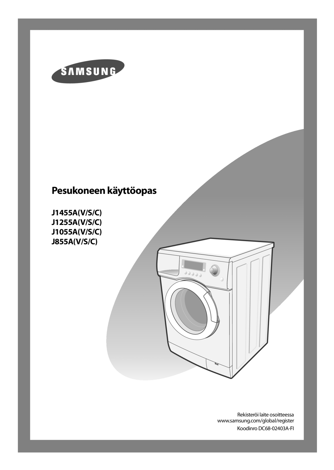 Samsung J1255AVGW/XEE, J1455AVGW/XEE manual Pesukoneen käyttöopas 