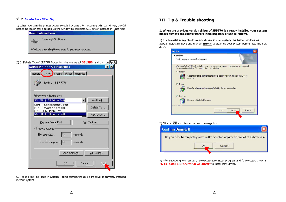 Samsung JE68-00131B manual III. Tip & Trouble shooting, 5th -2.In Windows 98 or Me 