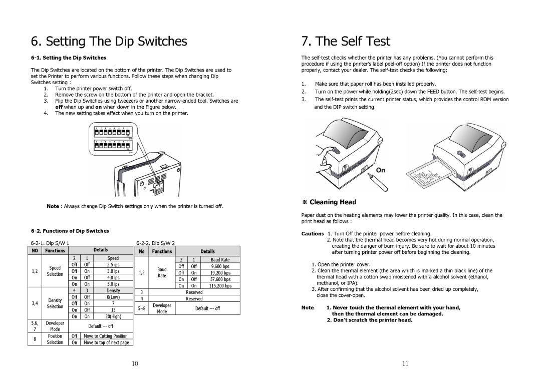 Samsung JE68-00131B manual Setting The Dip Switches, Self Test 