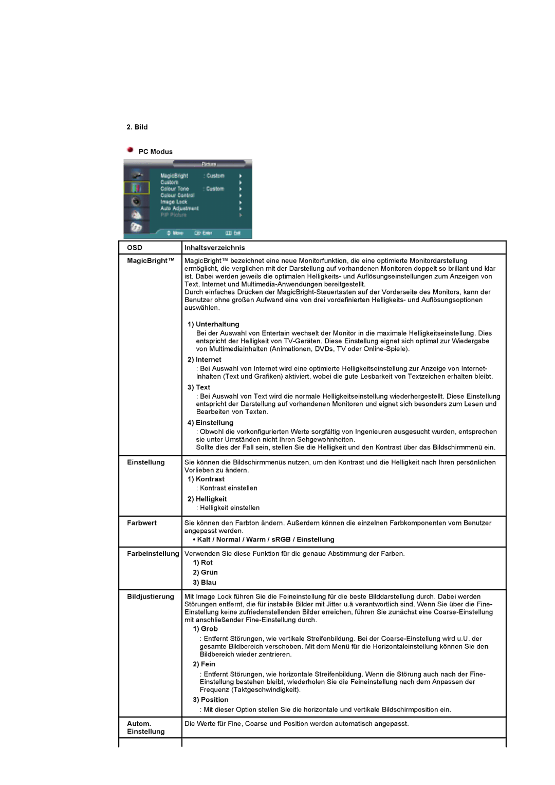 Samsung KD17ASSS/EDC manual Vorlieben zu ändern 