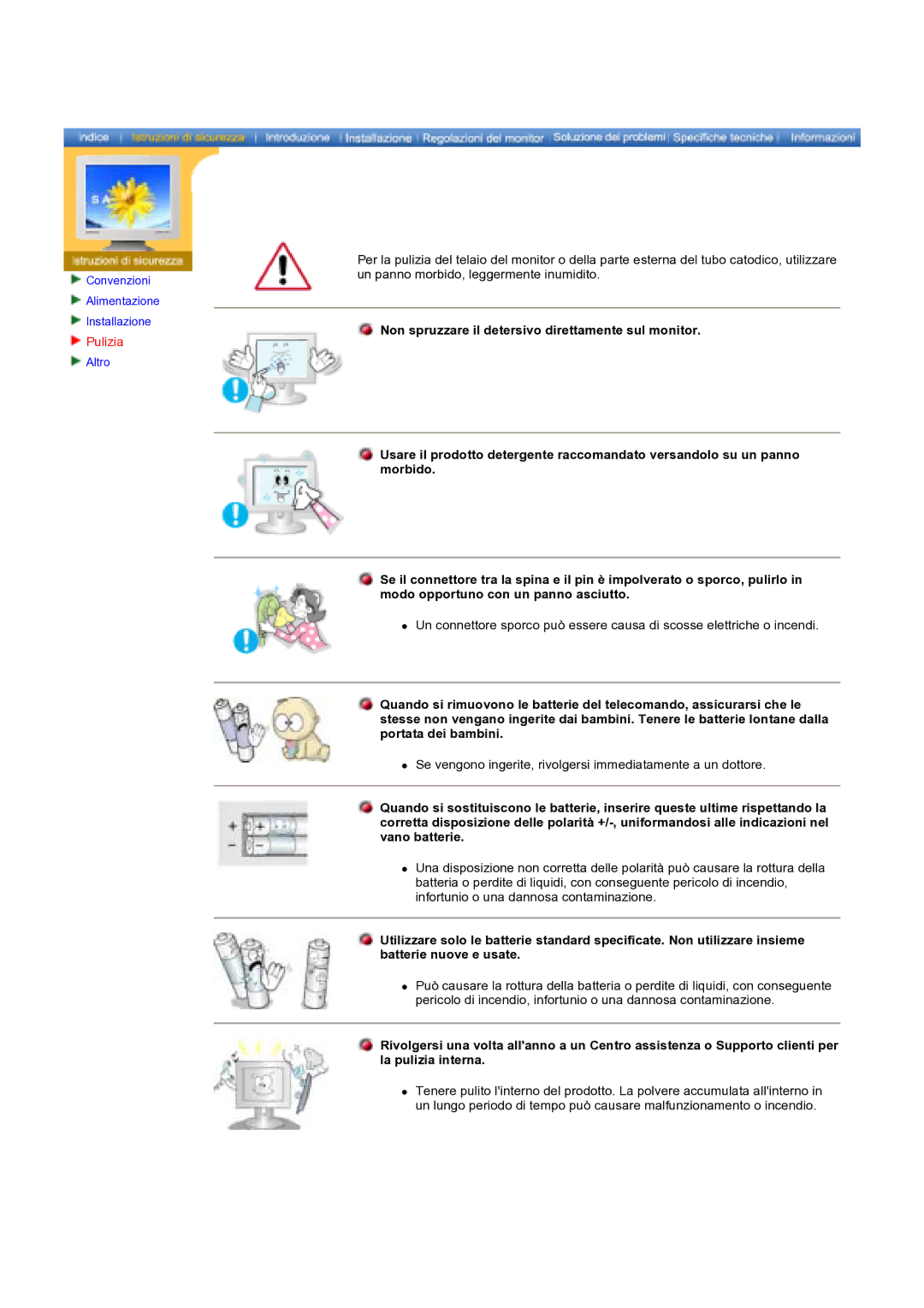 Samsung KD17ASSS/EDC manual Pulizia 